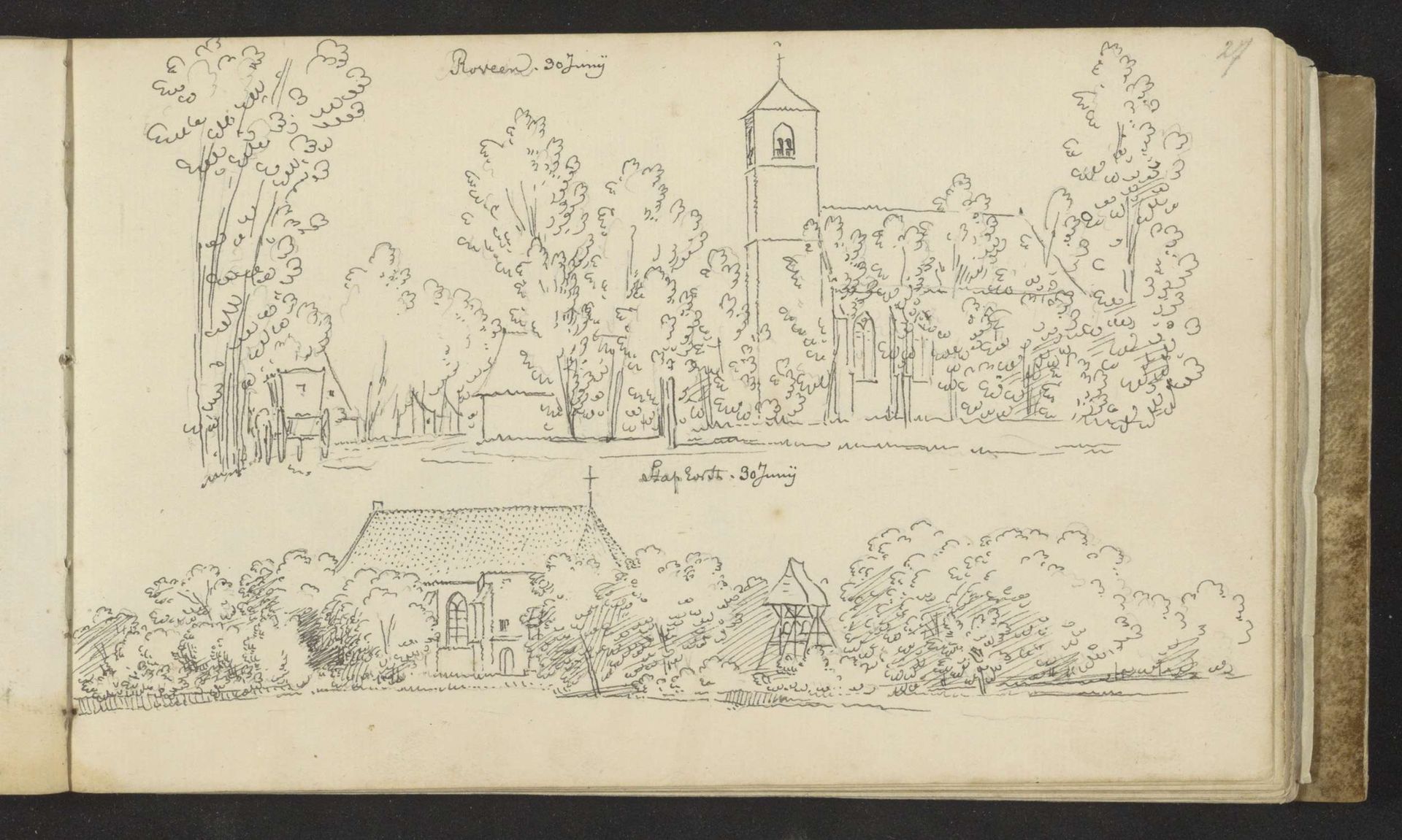 Gezichten op Rouveen en Staphorst by Abraham de (II) Haen