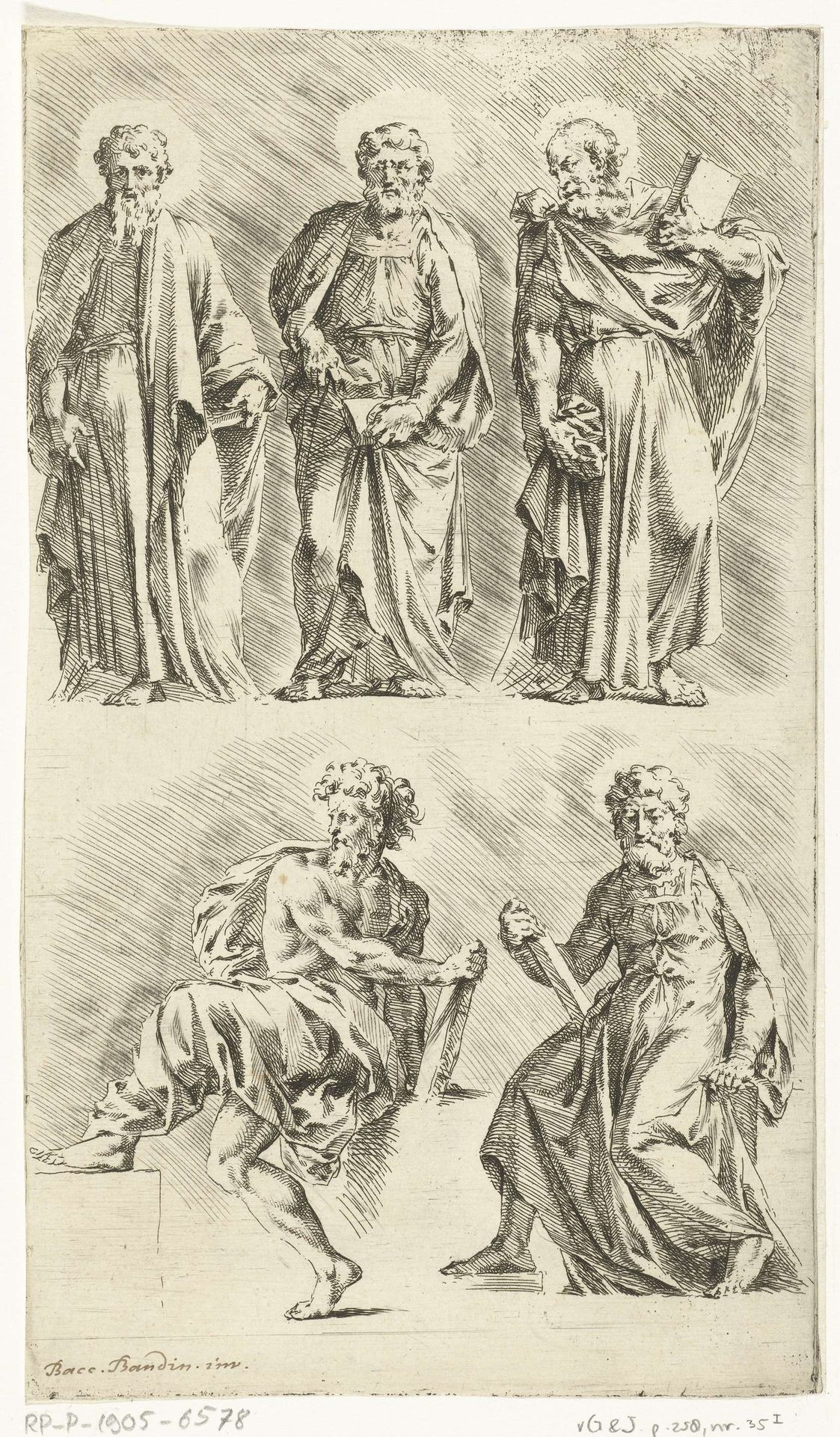 Vijf heiligen by Jan de Bisschop