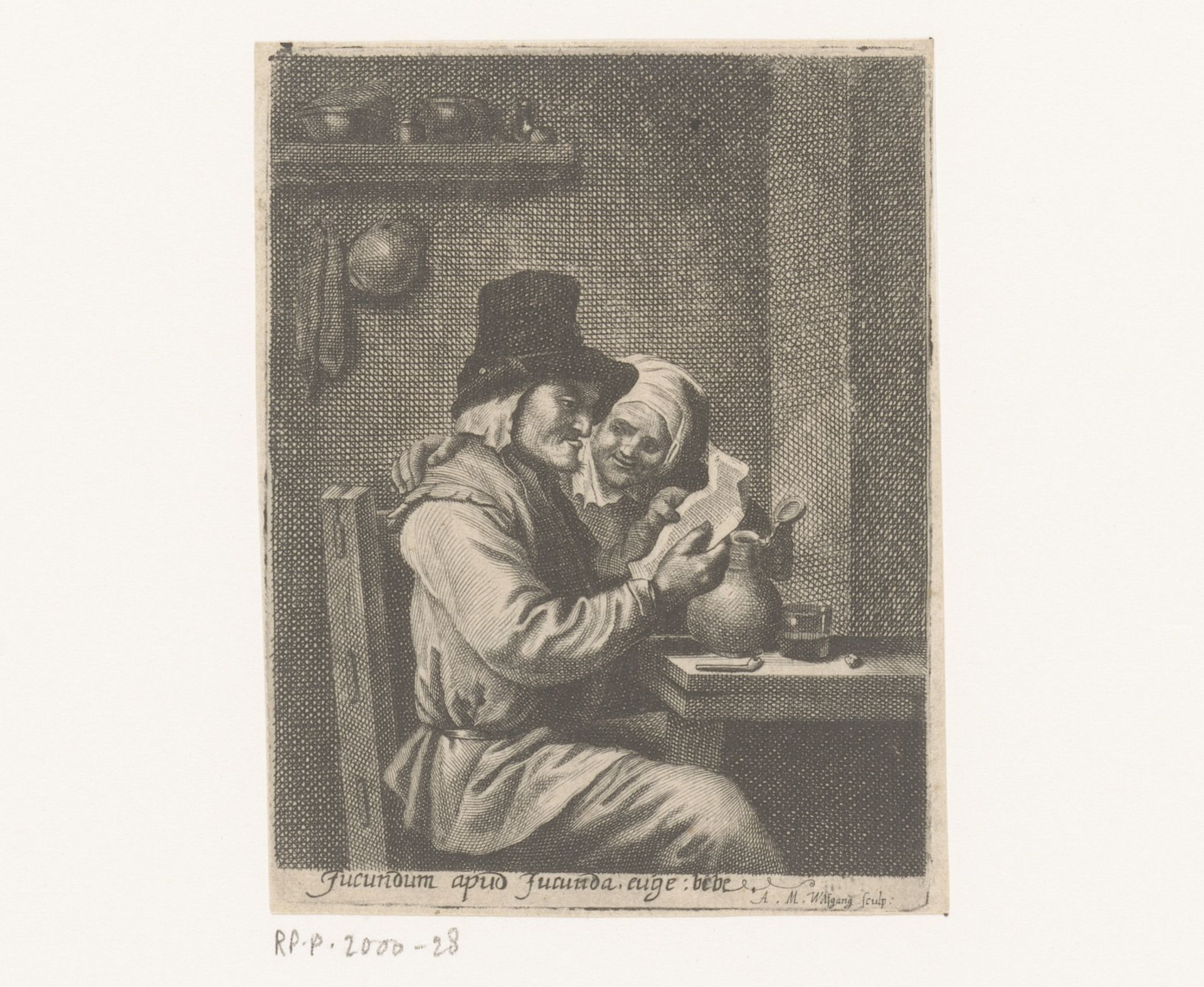 Brief lezende man en vrouw by Andreas Matthäus Wolfgang