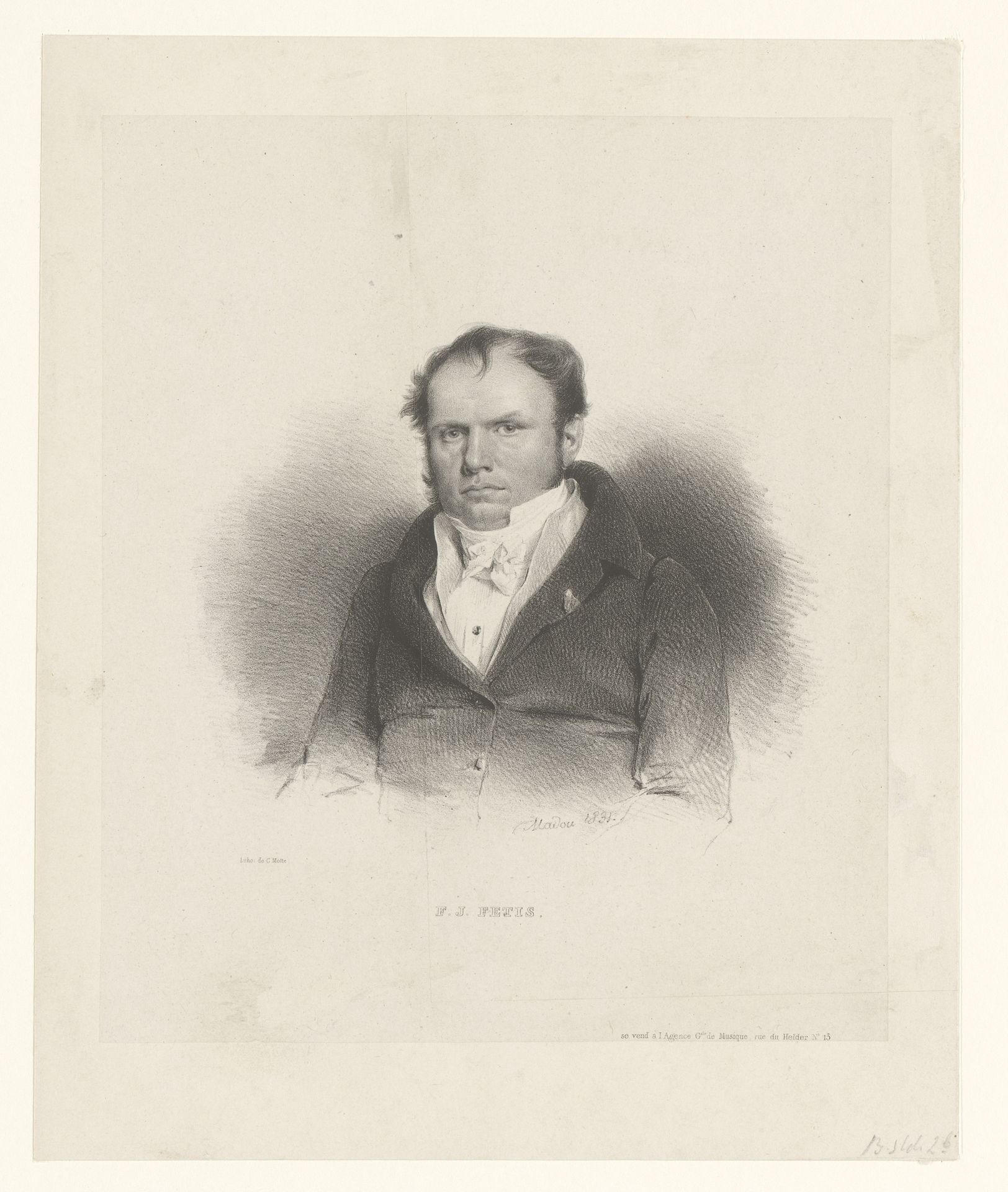 Portret van François-Joseph Fétis by Jean-Baptiste Madou