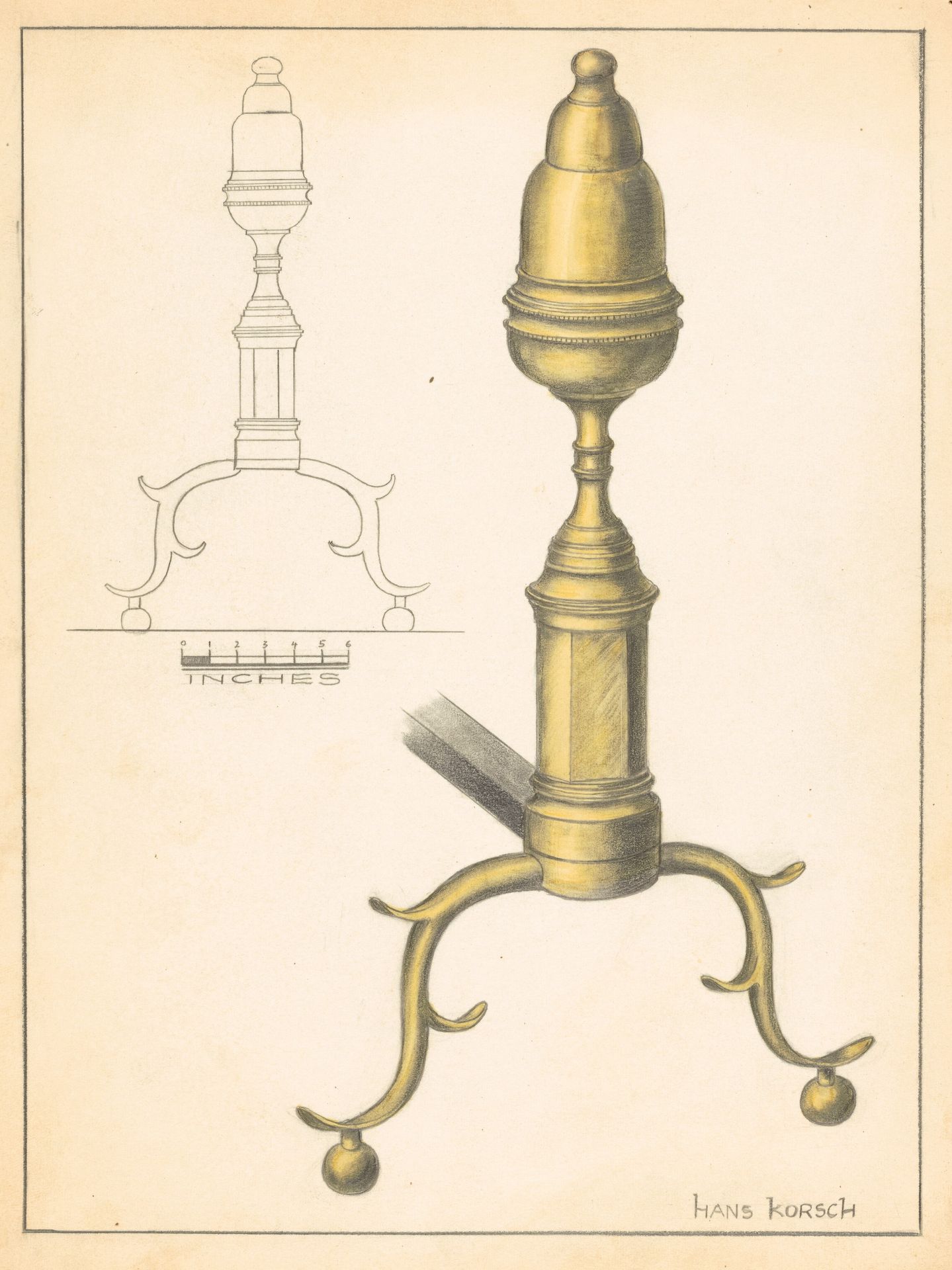 Andiron (one of pair) by Hans Korsch