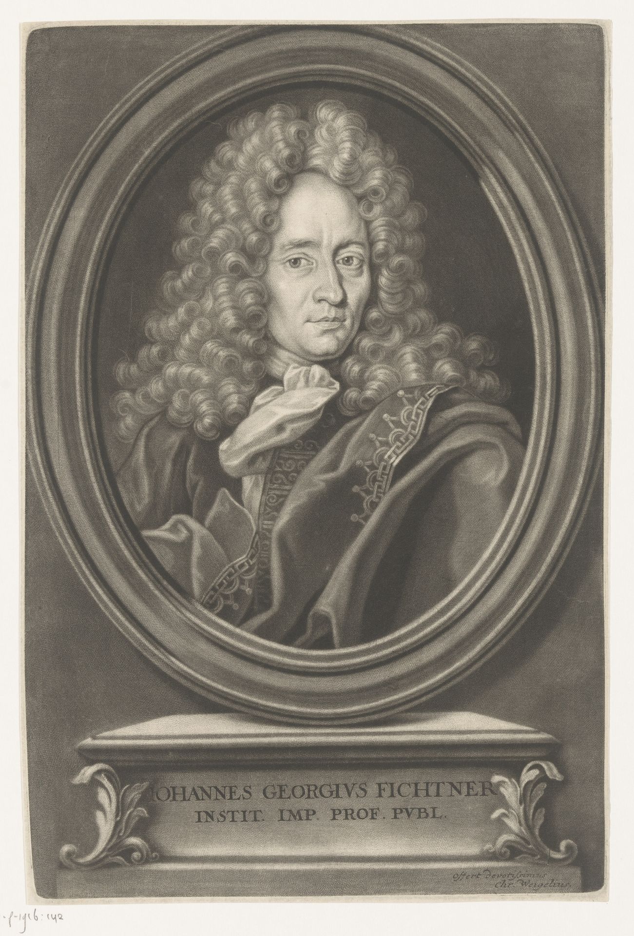 Portret van Johann Georg Fichtner by Christoph Weigel