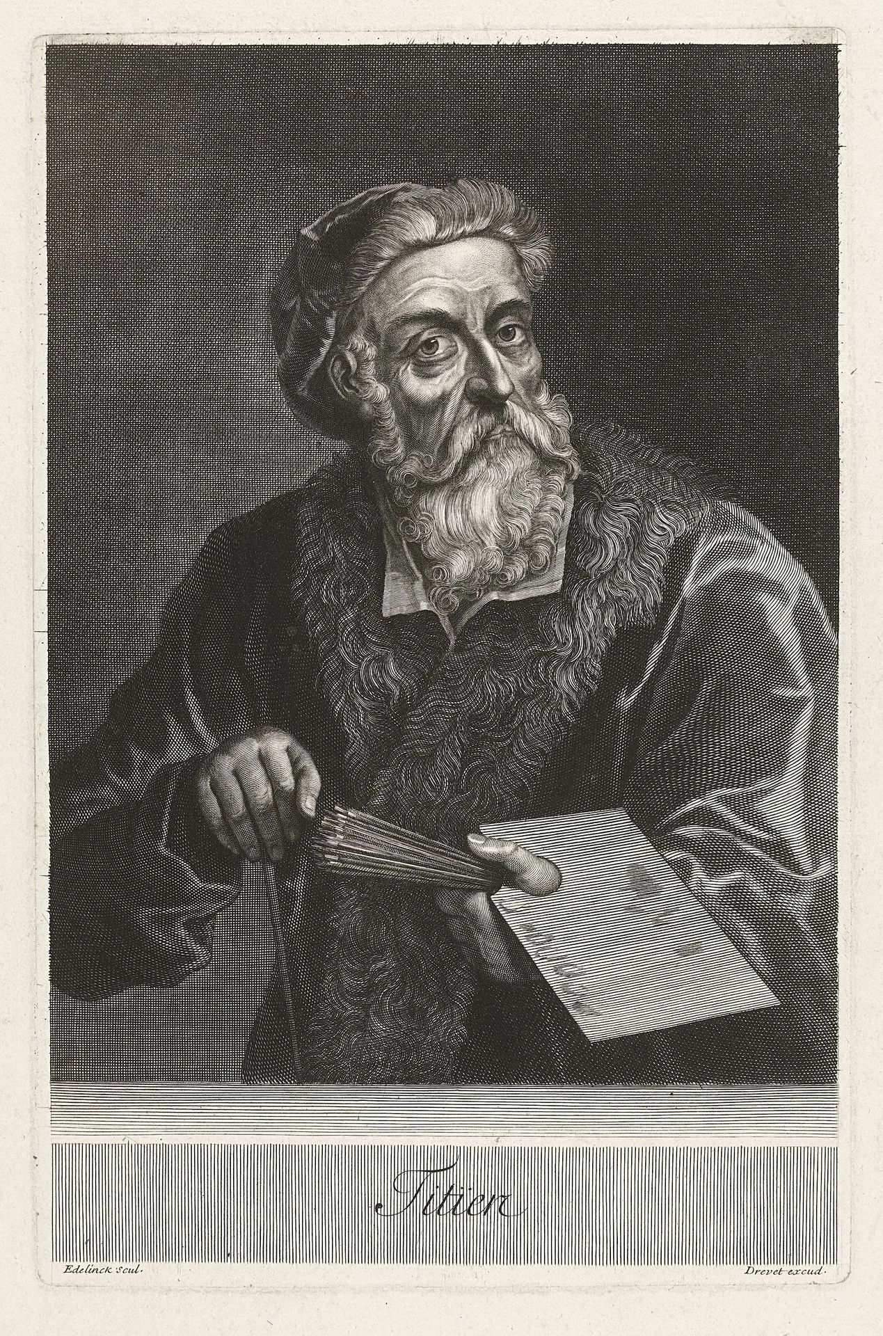 Portret van Titiaan by Gérard Edelinck
