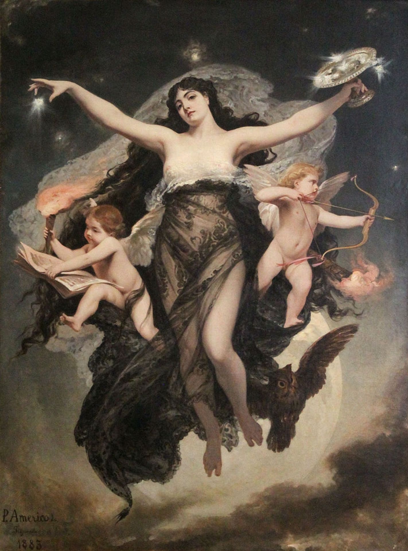 The Night Escorted by the Geniuses of Study and Love by Pedro Américo