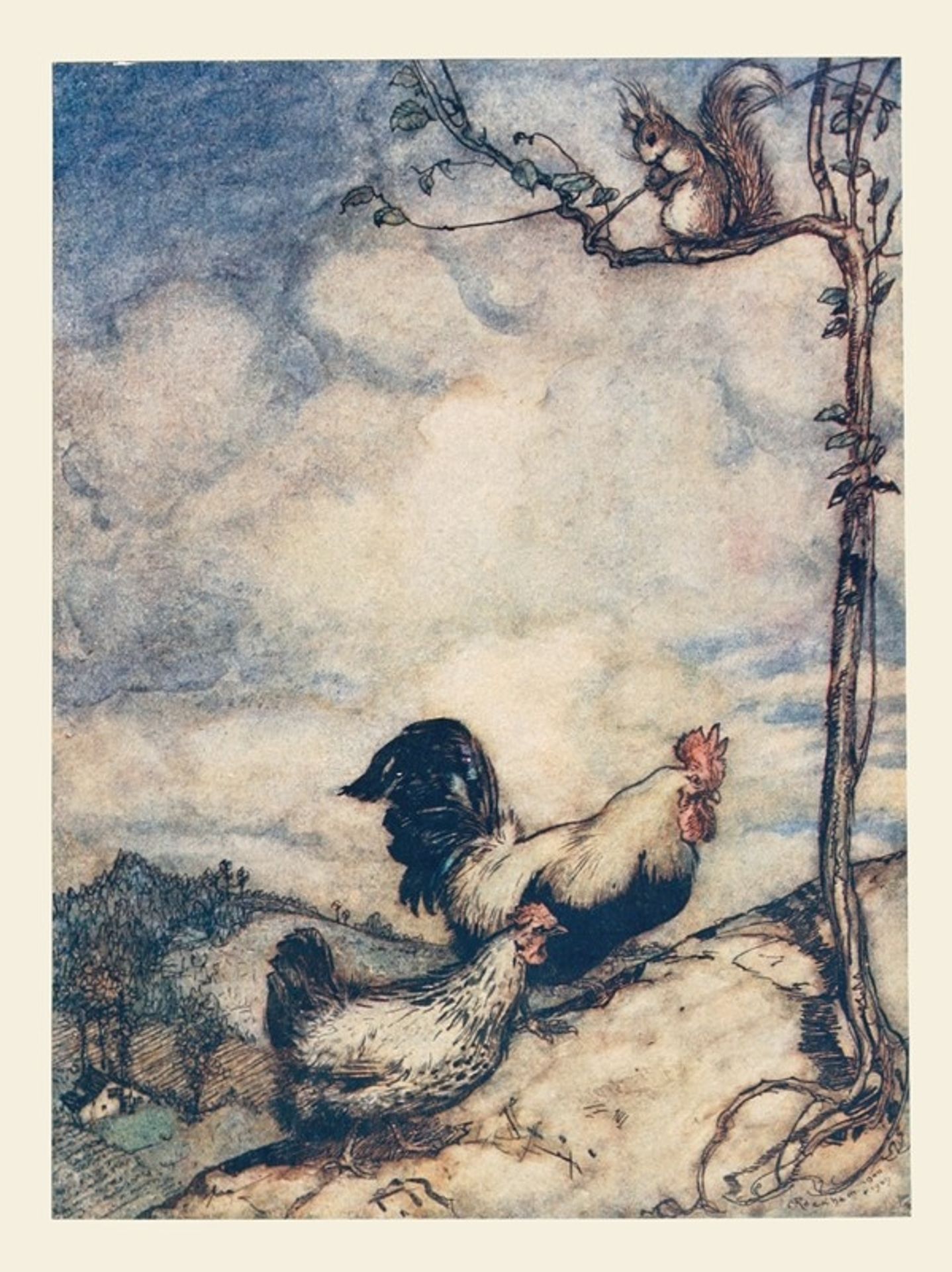 Now we will go up the hill and have a good feast before the squirrel carries off all the nuts by Arthur Rackham