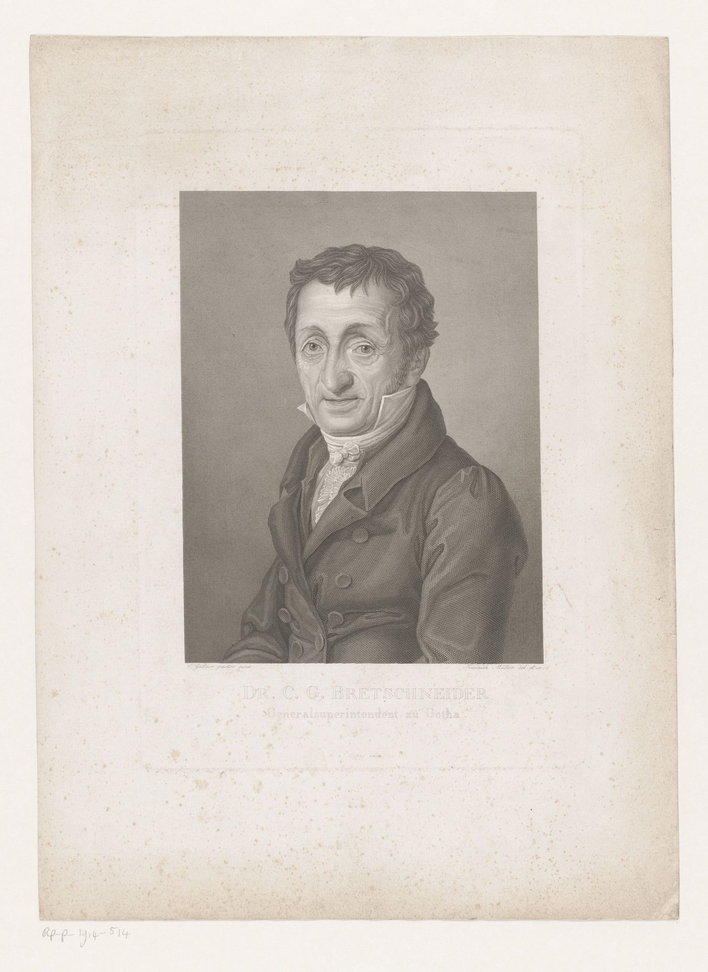 Portret van Karl Gottlieb Bretschneider by Johann Friedrich Wilhelm Müller