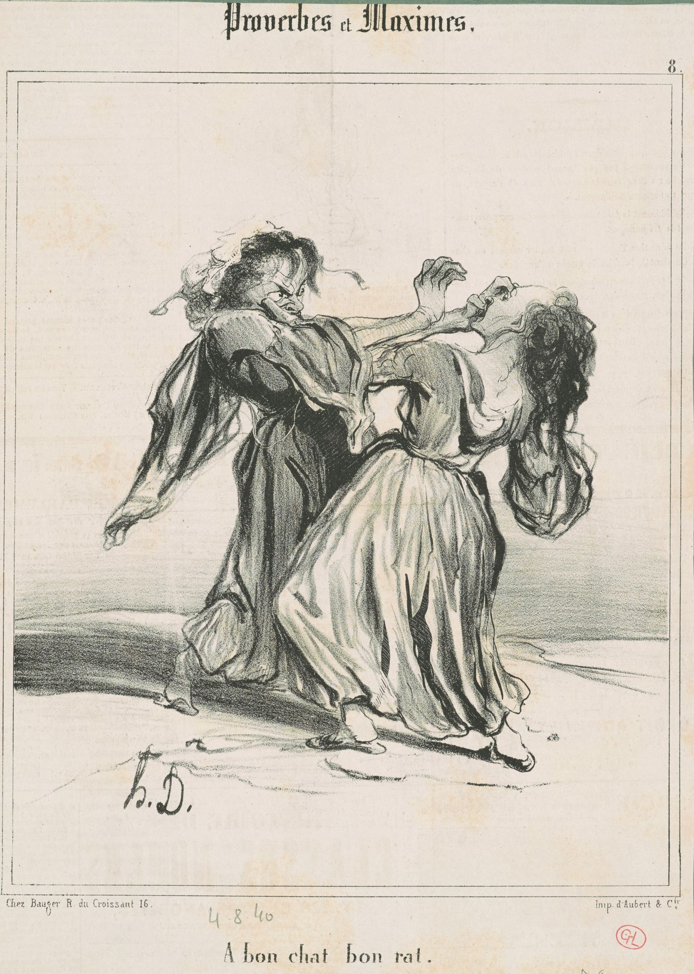 A bon chat bon rat by Honoré Daumier