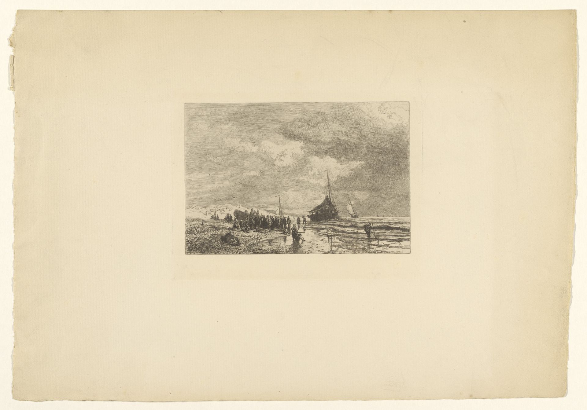 Strandgezicht bij eb by Amédée Paul Greux