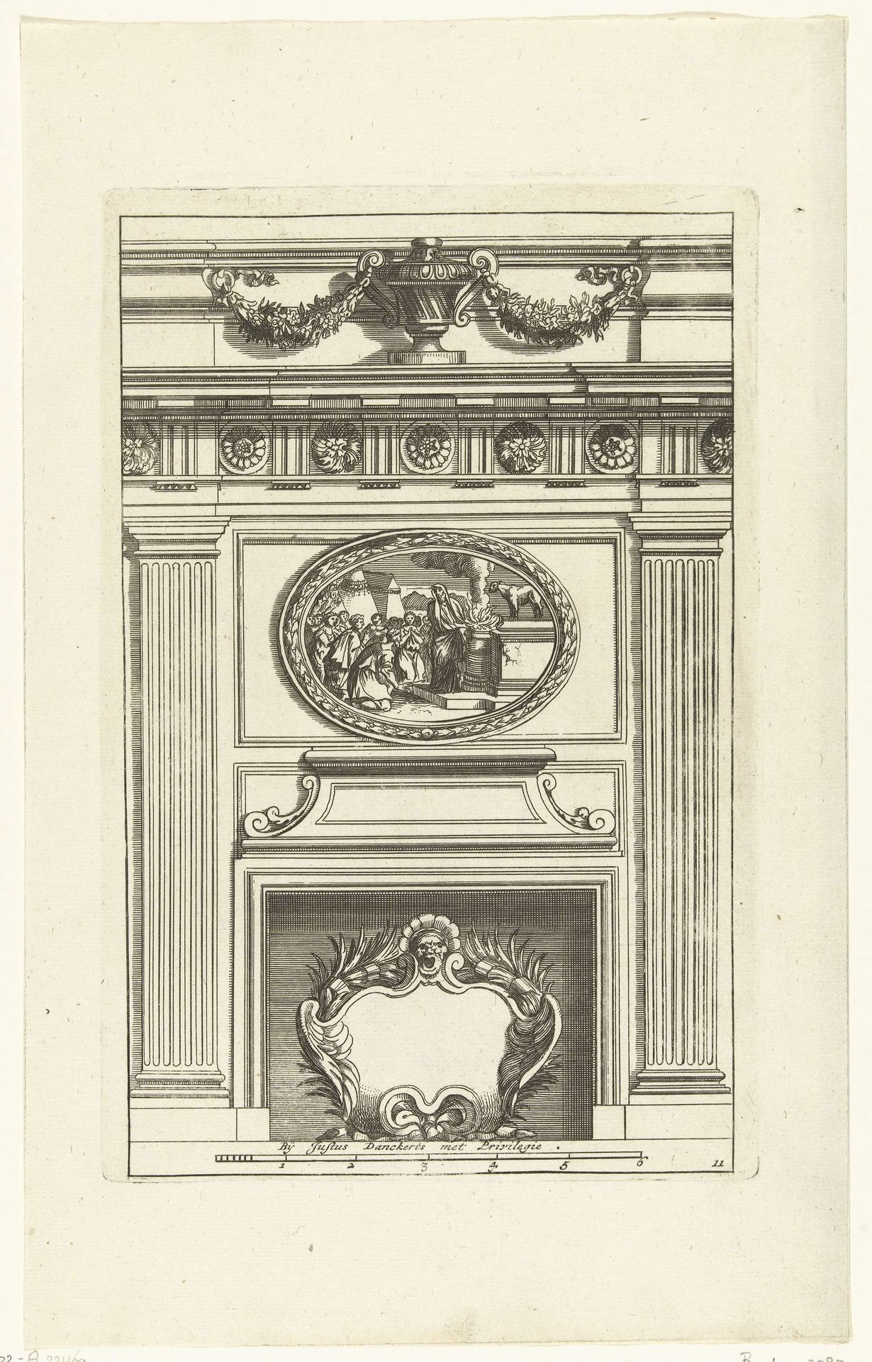 Onderboezem tussen twee Toscaanse pilasters by Cornelis (I) Danckerts