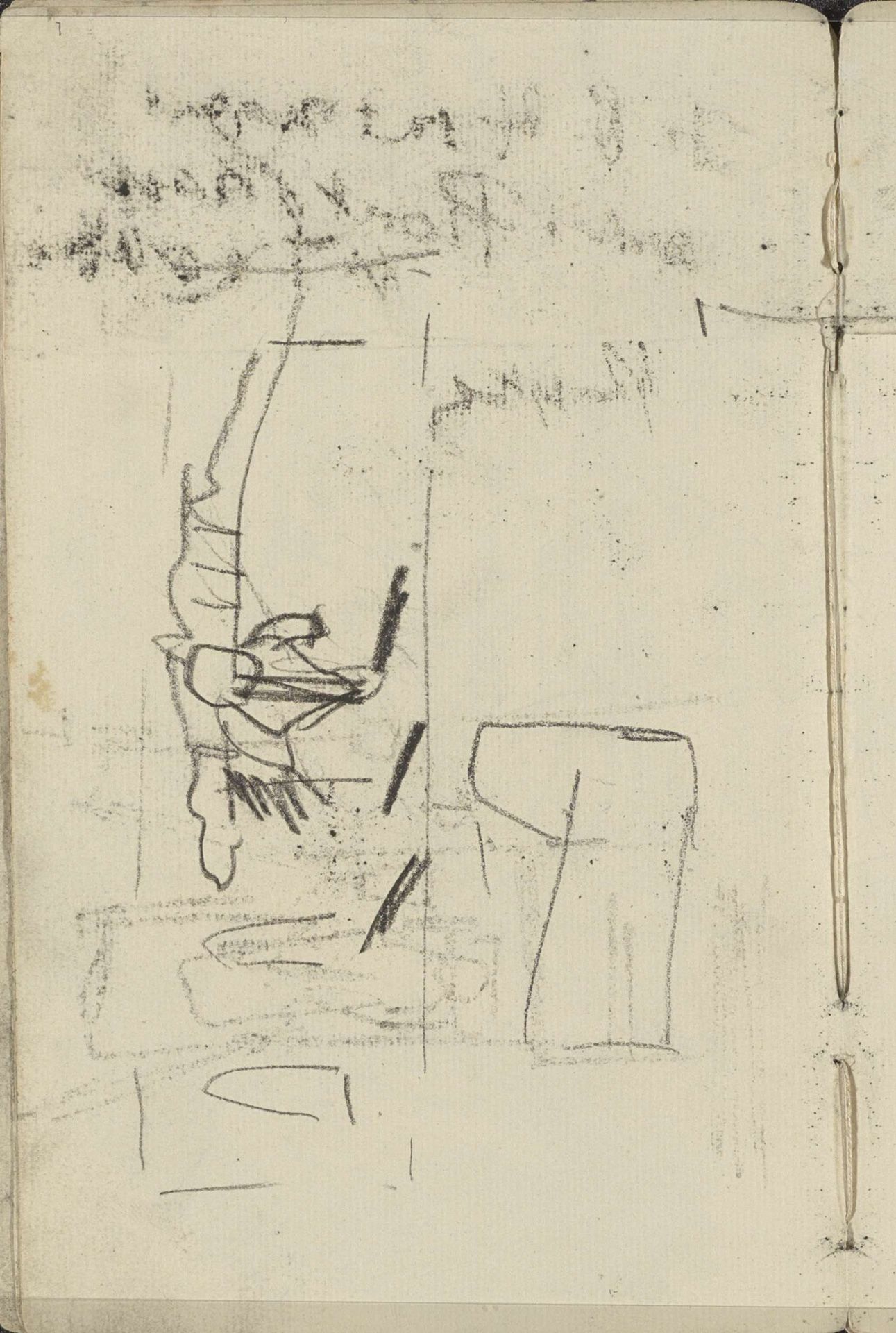 Studieblad, onder andere met een figuur by George Hendrik Breitner