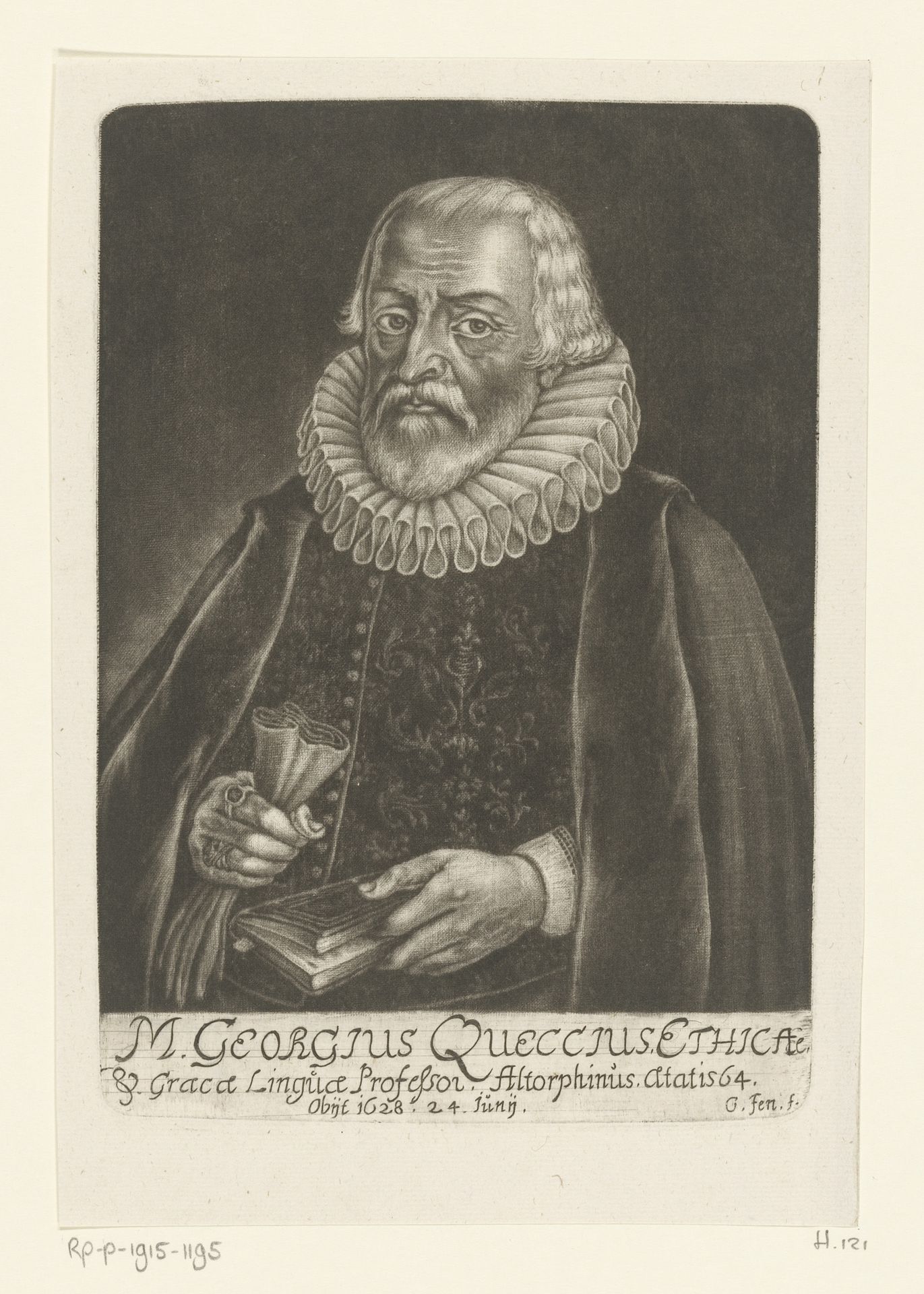 Portret van Georg Queccius by Georg Fennitzer