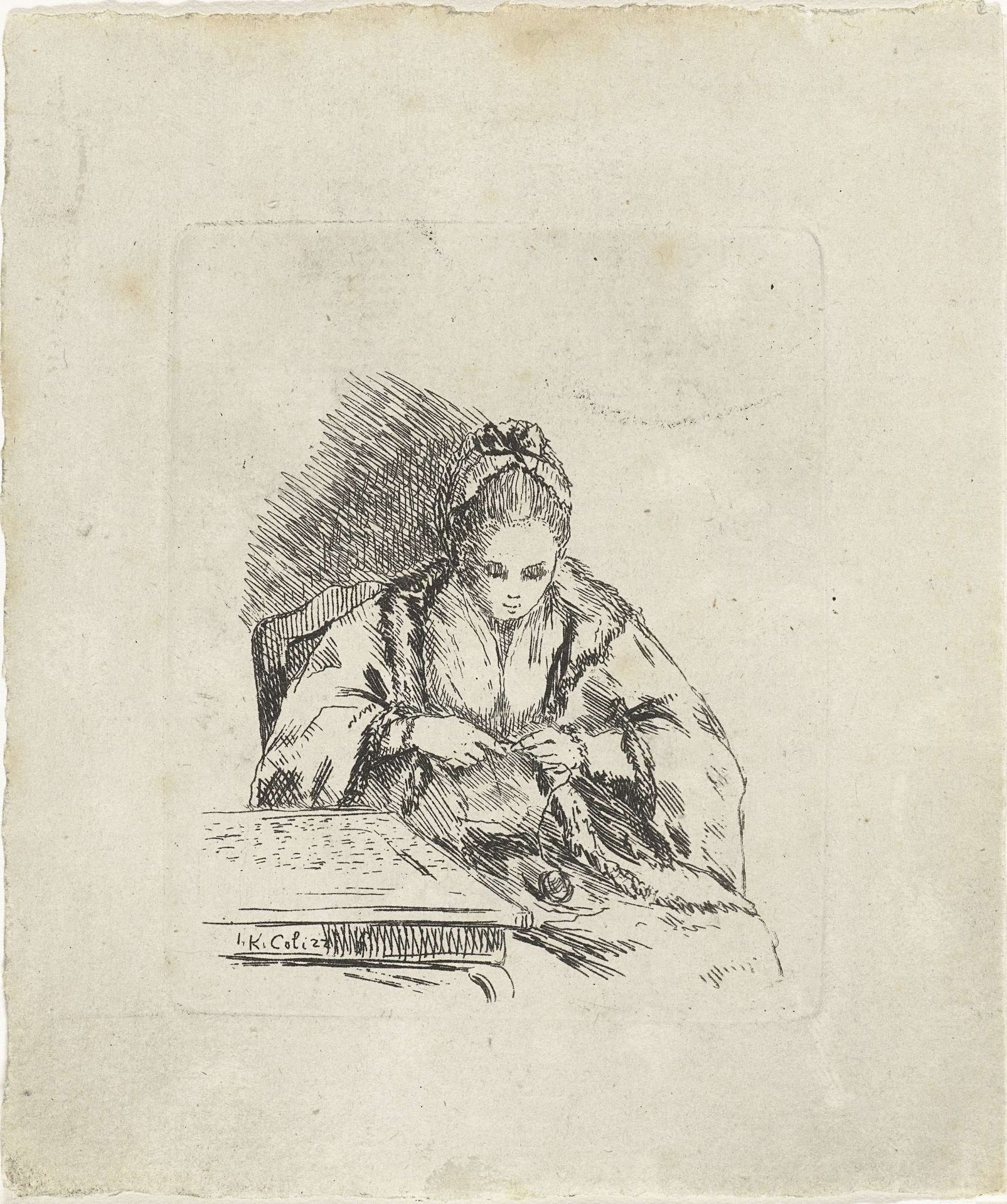 Bordurend meisje by Johan Antoni Kauclitz Colizzi