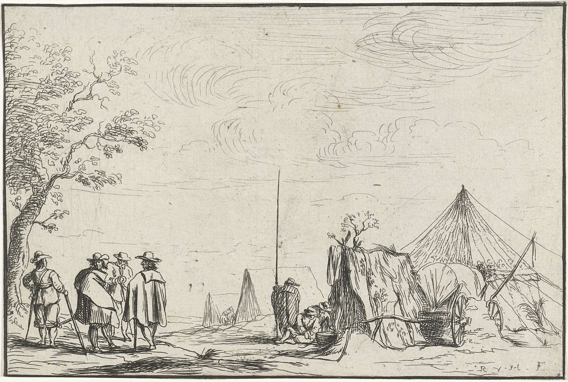 Soldaten bij een kampement by Robert van den Hoecke