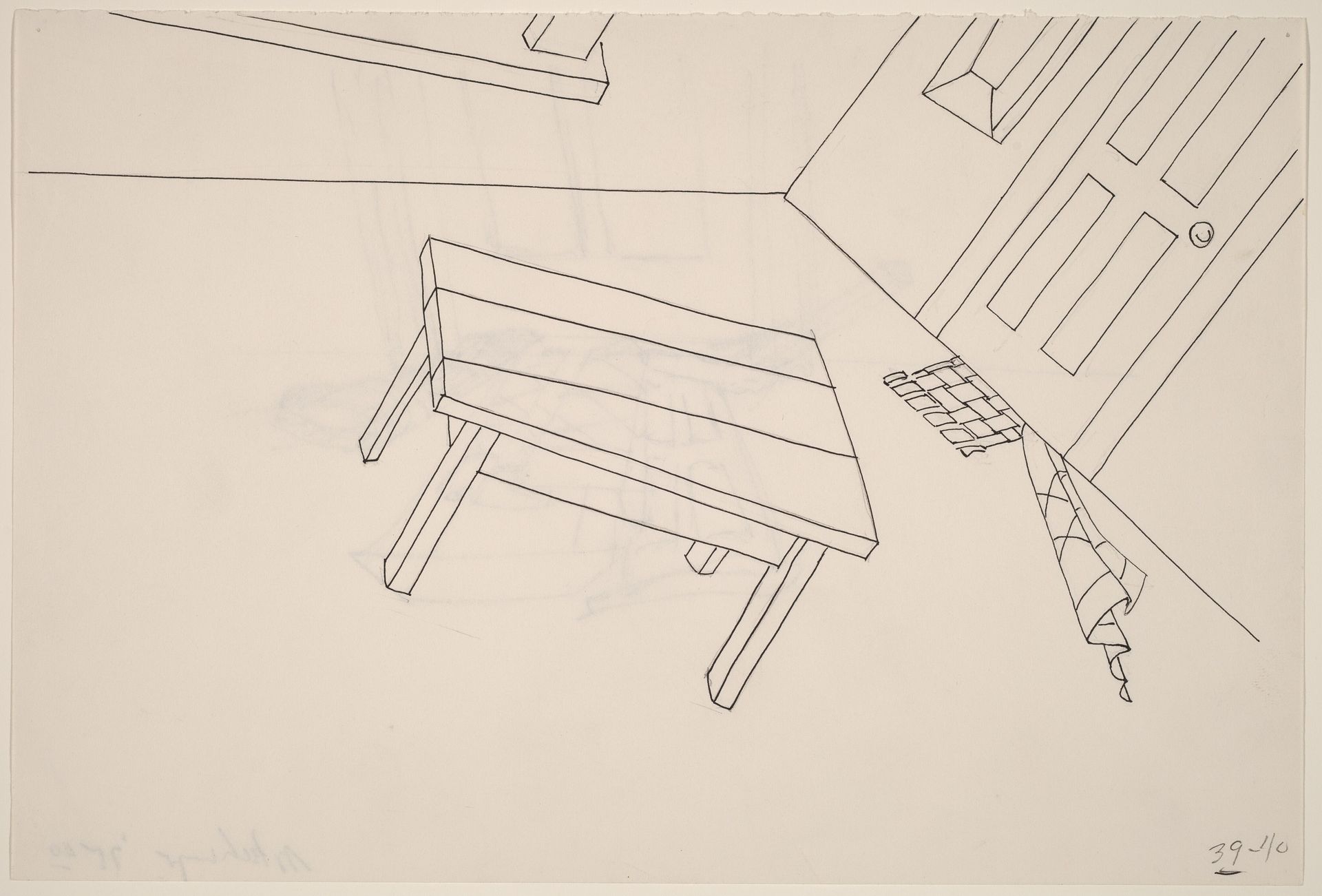 Basket, Table, Door, Window, Mirror, Rug #41 [recto] by Richard Artschwager