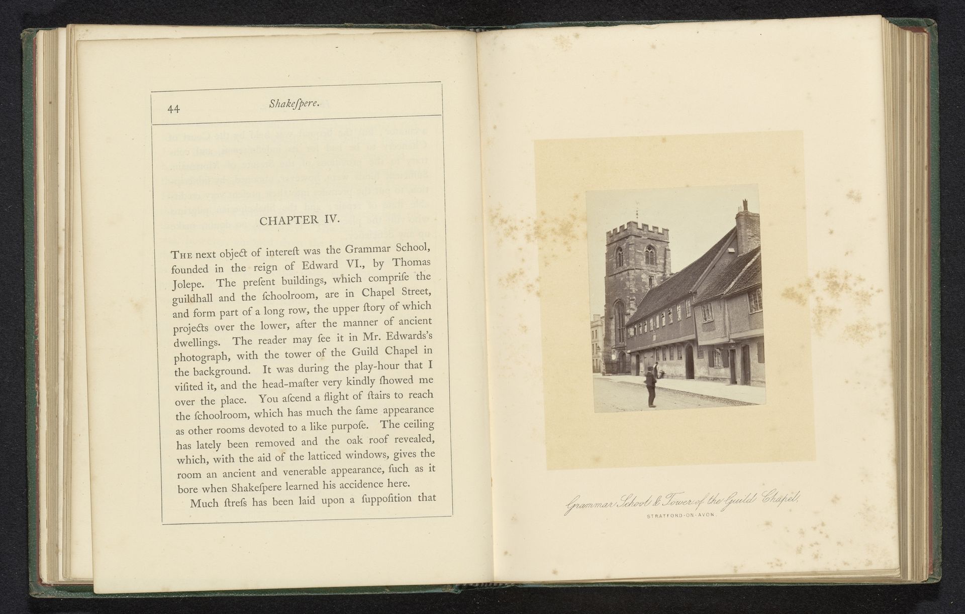 Grammar school & tower of the Guild Chapel by Ernest Edwards