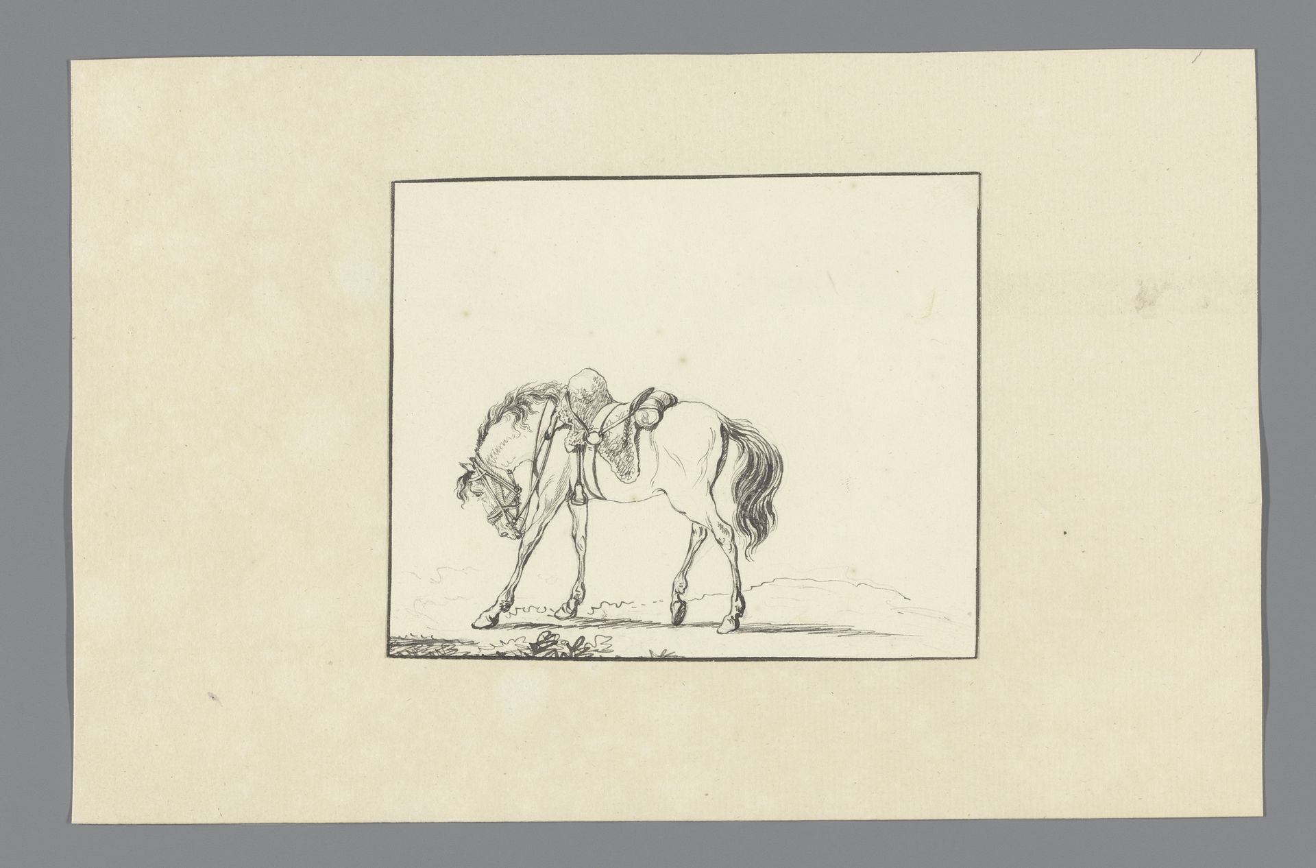 Gezadeld paard by David-Pierre Giottino Humbert de Superville