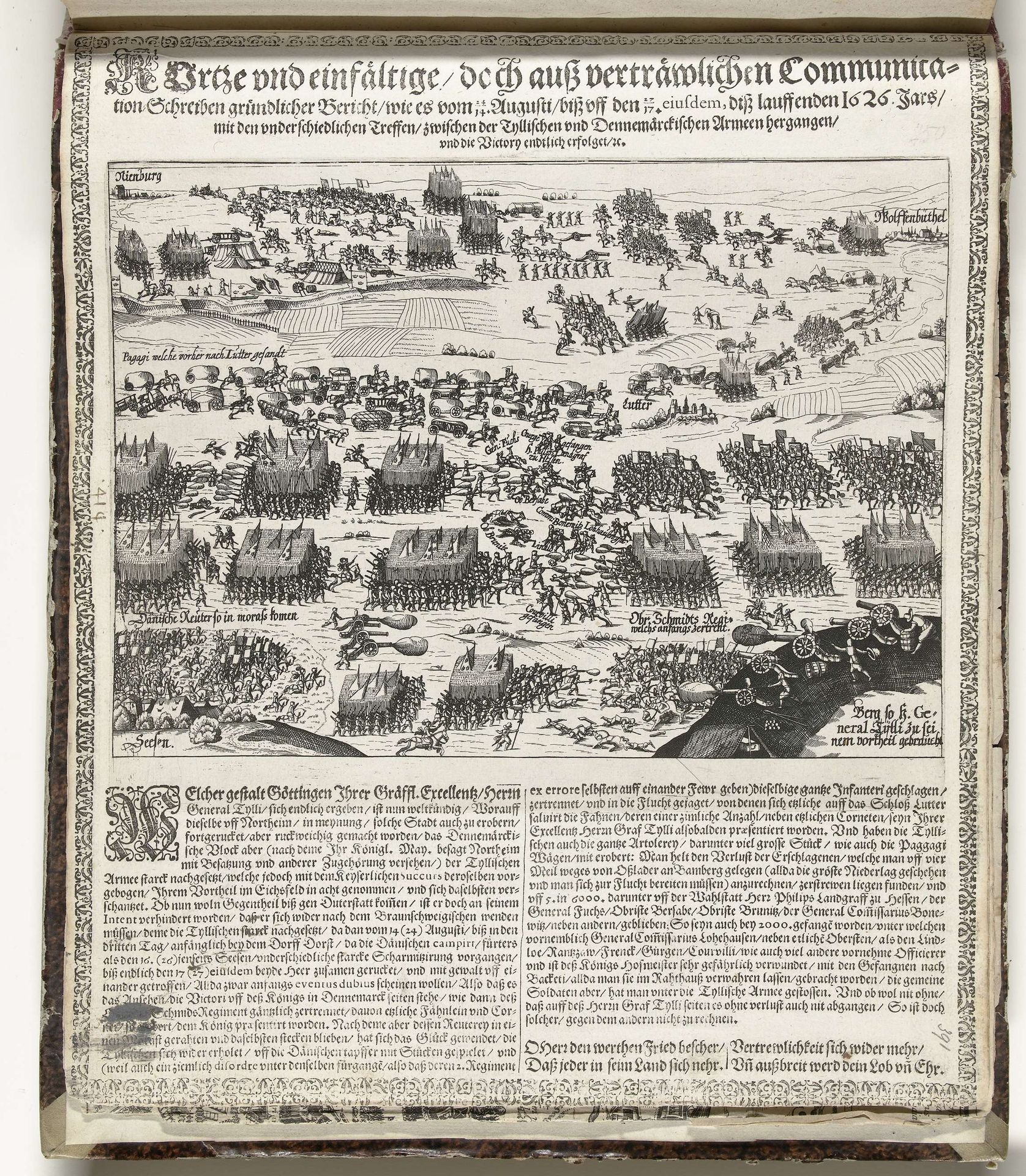 Slag tussen keizerlijke troepen van Tilly en Deense troepen bij Lutter, 1626 by Frans Hogenberg