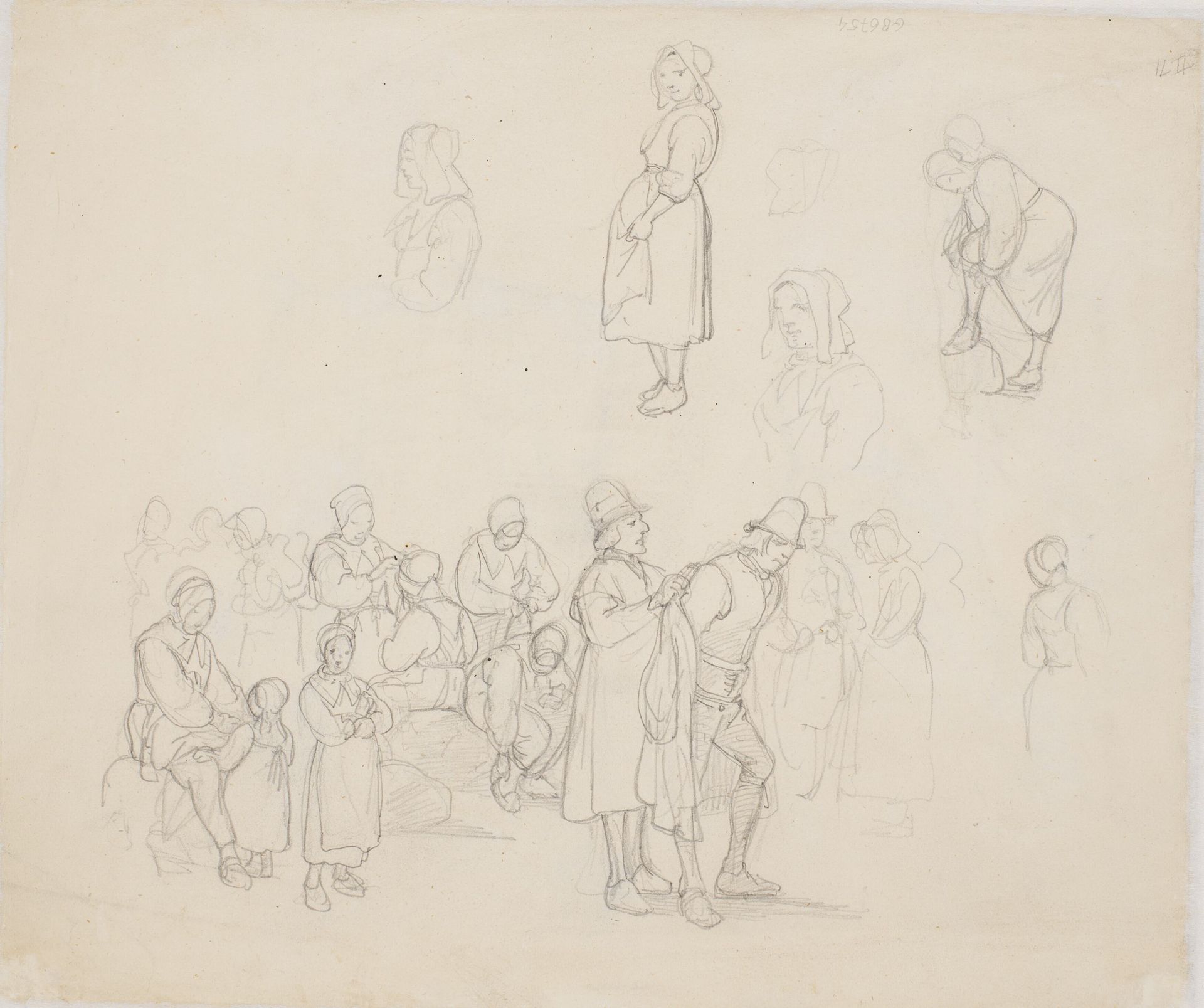 Studieblad med Dalarfolk by Wilhelm Marstrand