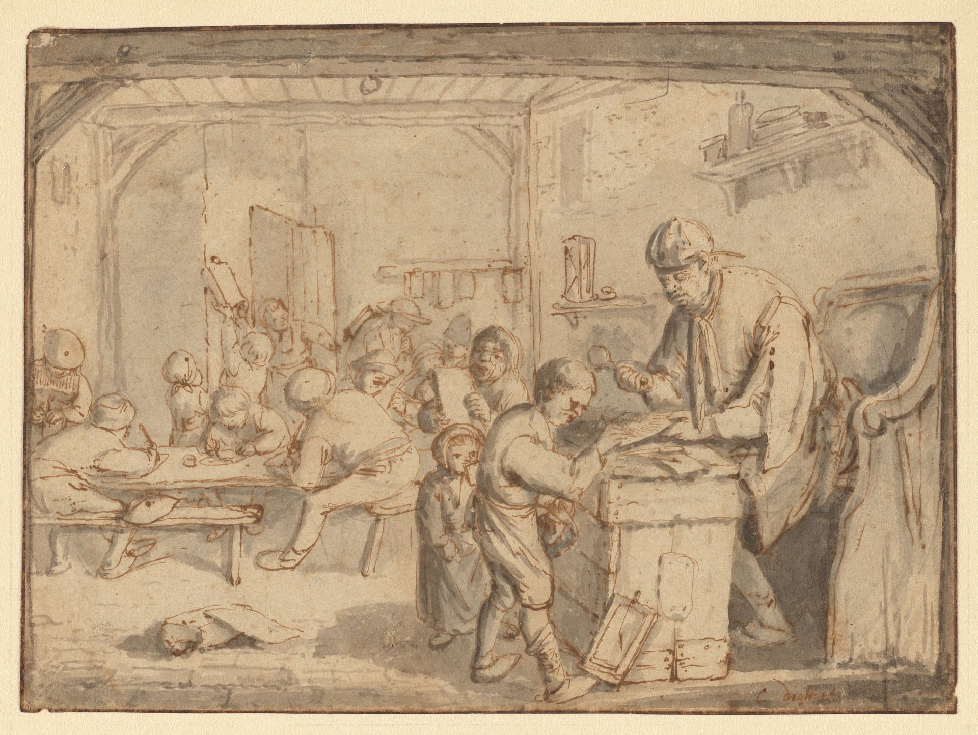 The Schoolmaster by Cornelis Dusart