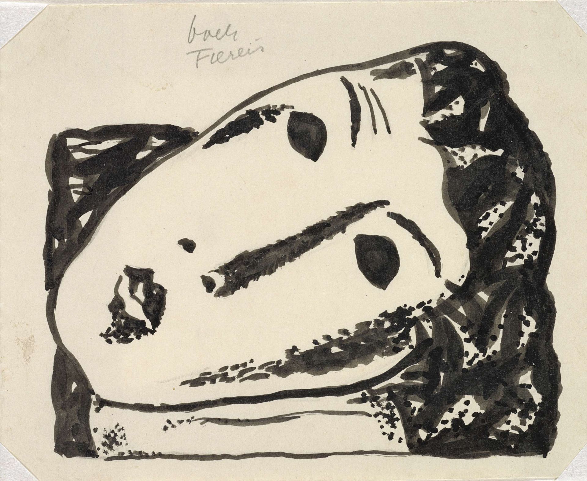 Vignet voor boek 'L'art Hollandais contemporain' van Paul Fierens; liggend vrouwenhoofd by Leo Gestel