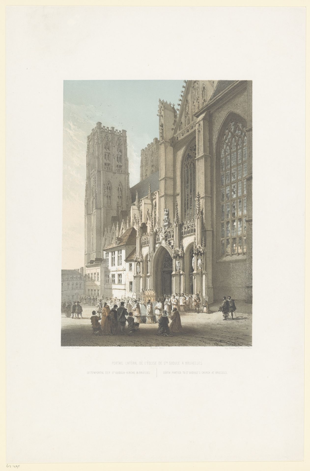 Zijportaal van de Sint-Michiel en Sint-Goedelekathedraal te Brussel by François Stroobant