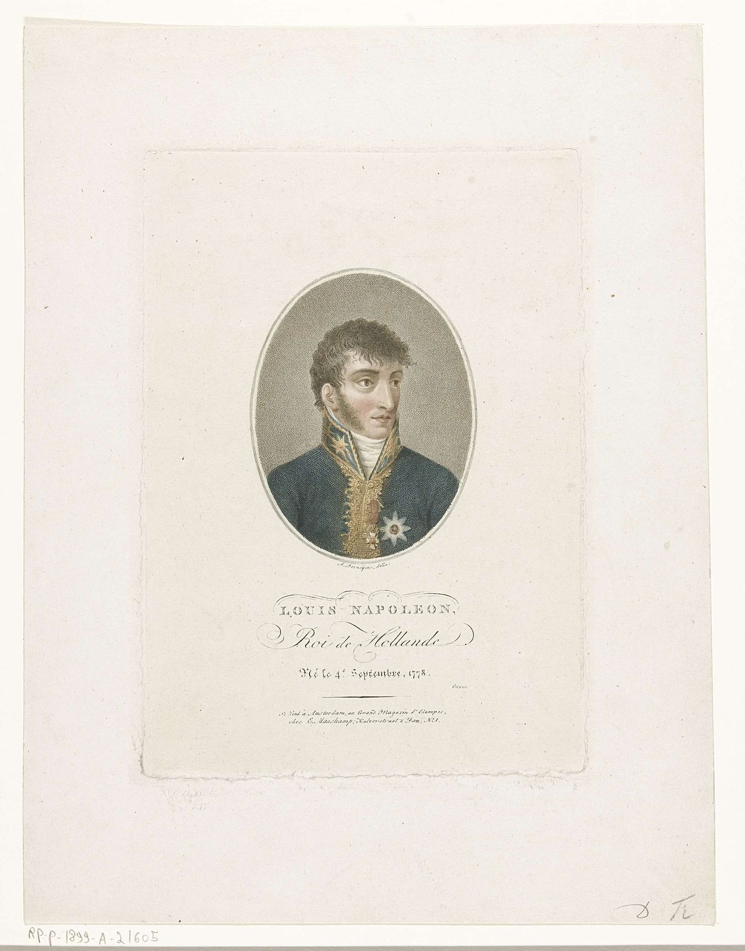 Portret van Lodewijk Napoleon, koning van Holland. by Jan Willem Caspari