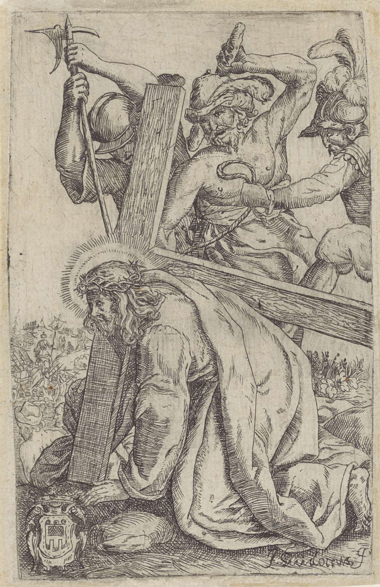 Christus bezwijkt onder het gewicht van het kruis by Giovanni Guidotti