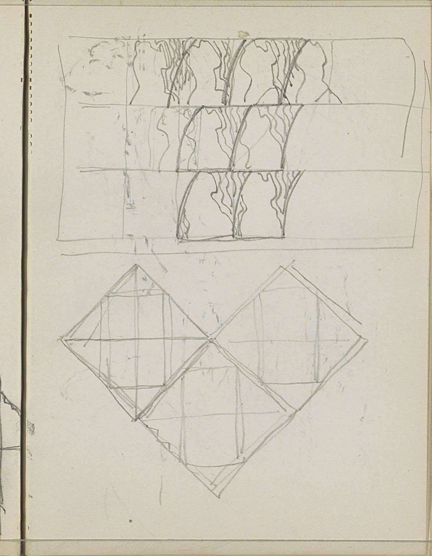 Plantmotief en een compositie met rechthoeken by Reijer Stolk