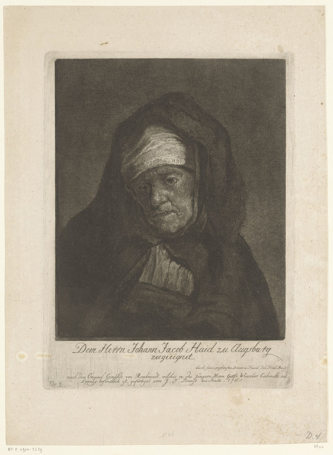 Oude vrouw by Johann Friedrich Bause