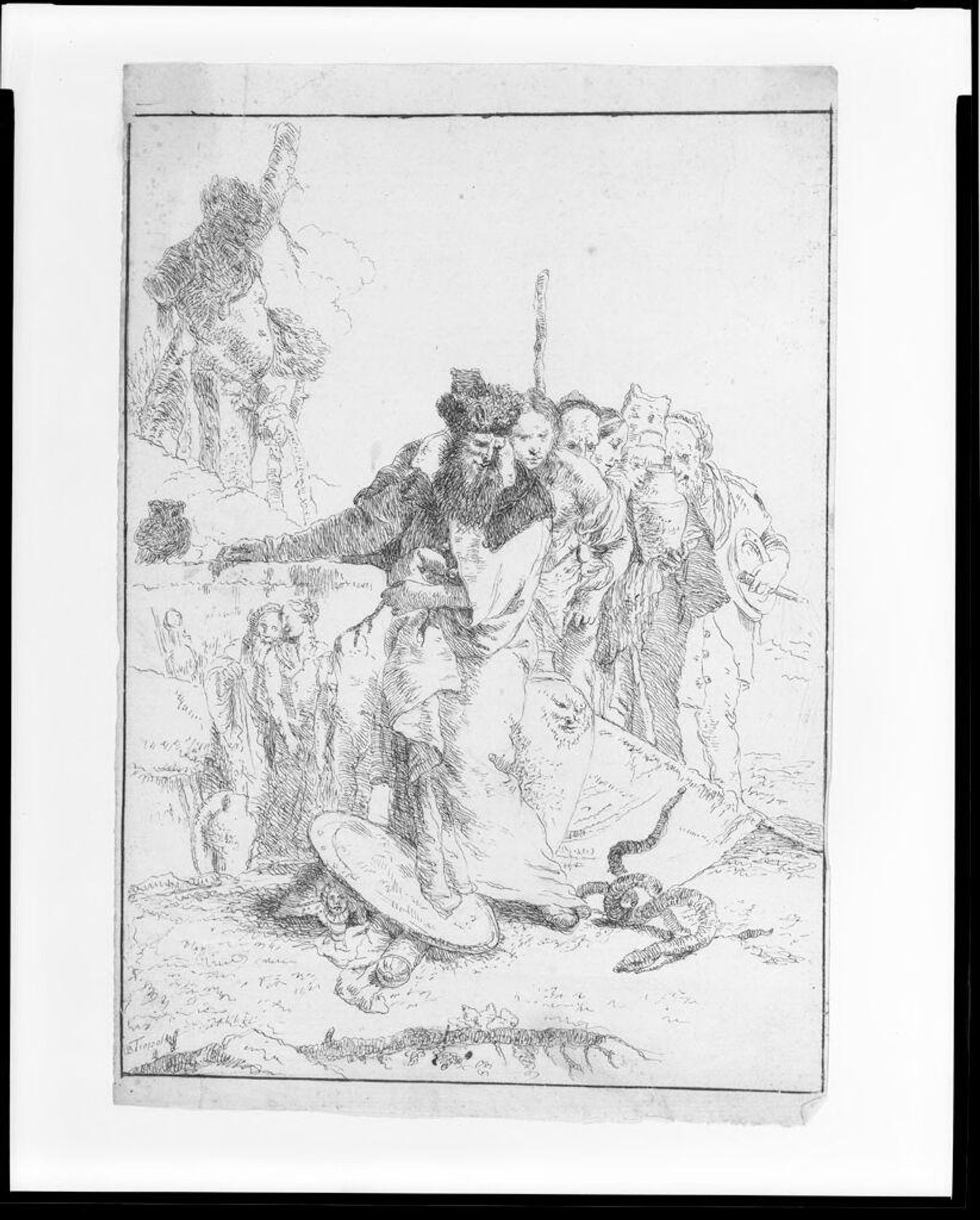 Six People Standing, Watching a Serpent by Anonymous