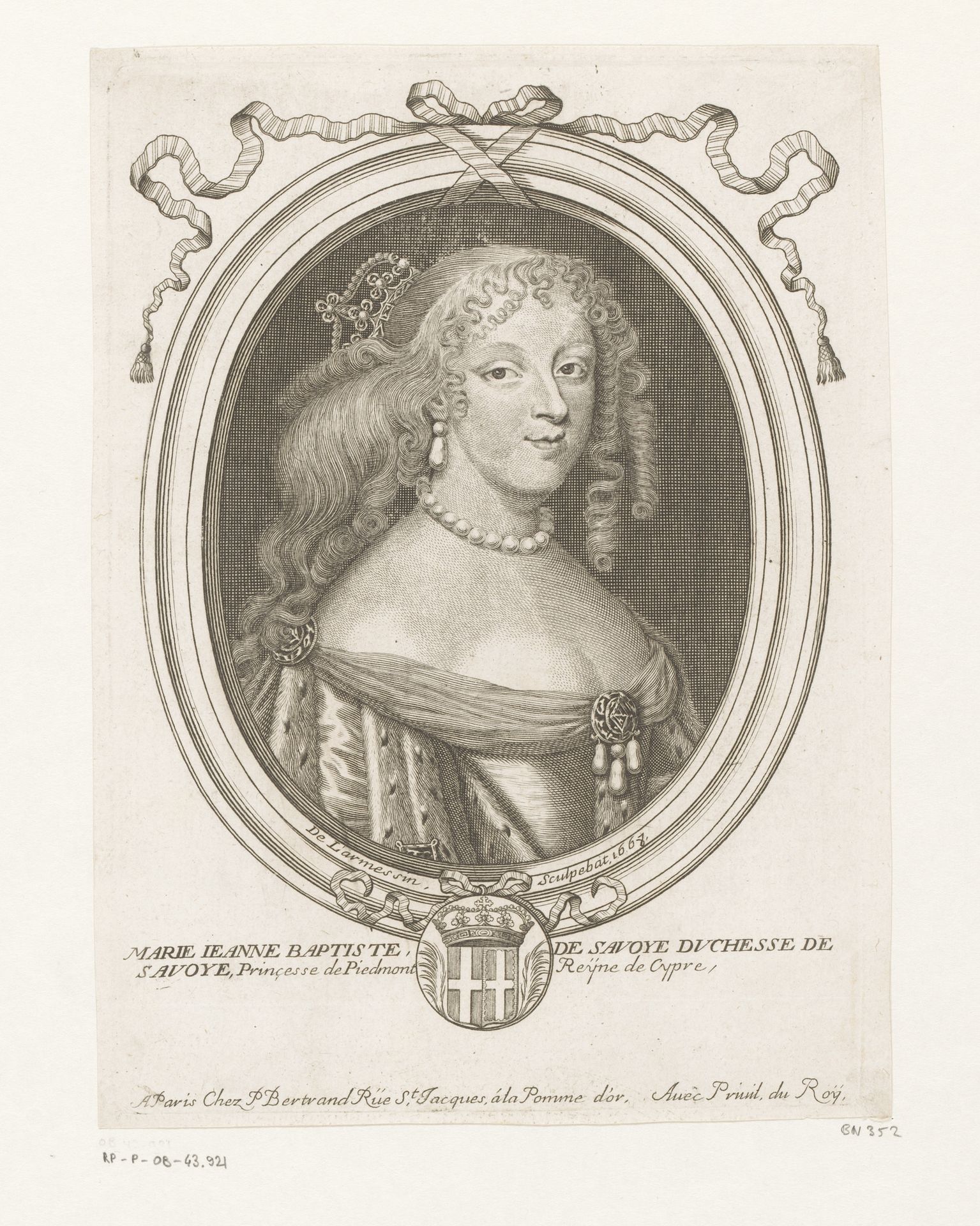 Portret van Maria Johanna Baptiste (hertogin van Savoye) by Nicolas de (I) Larmessin