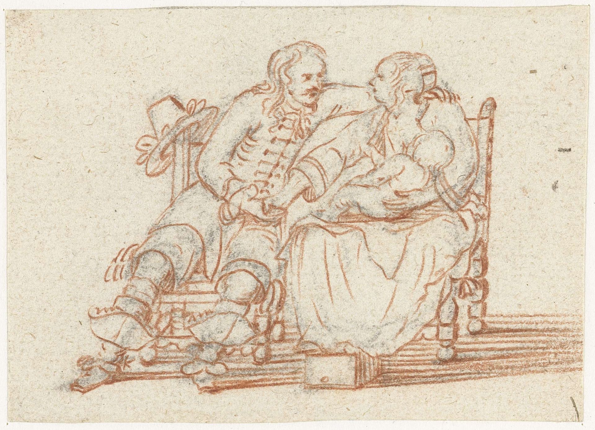Echtpaar met kindje, zittend by Gesina ter Borch