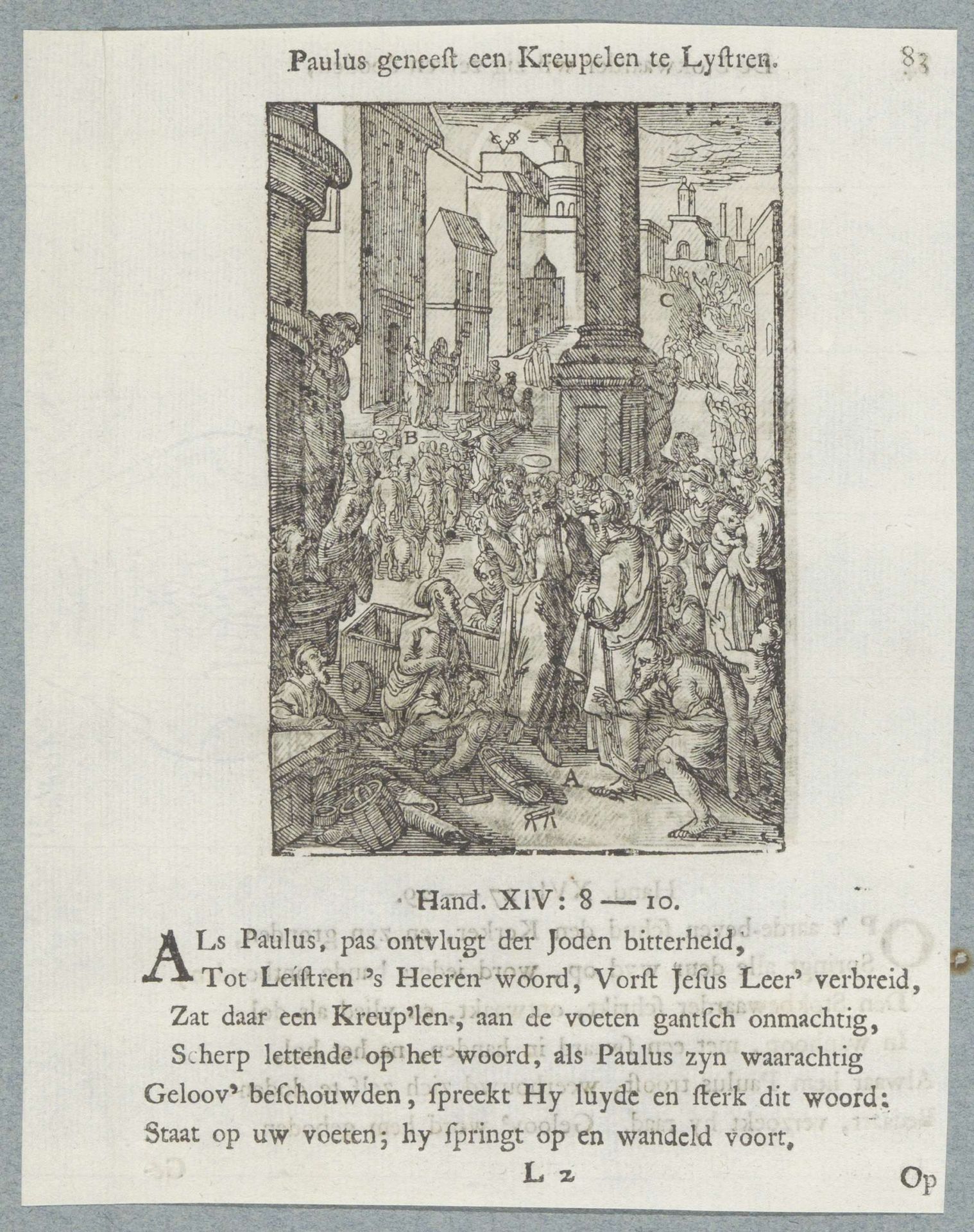 Paulus geneest de man die niet kon lopen by Christoffel van (II) Sichem
