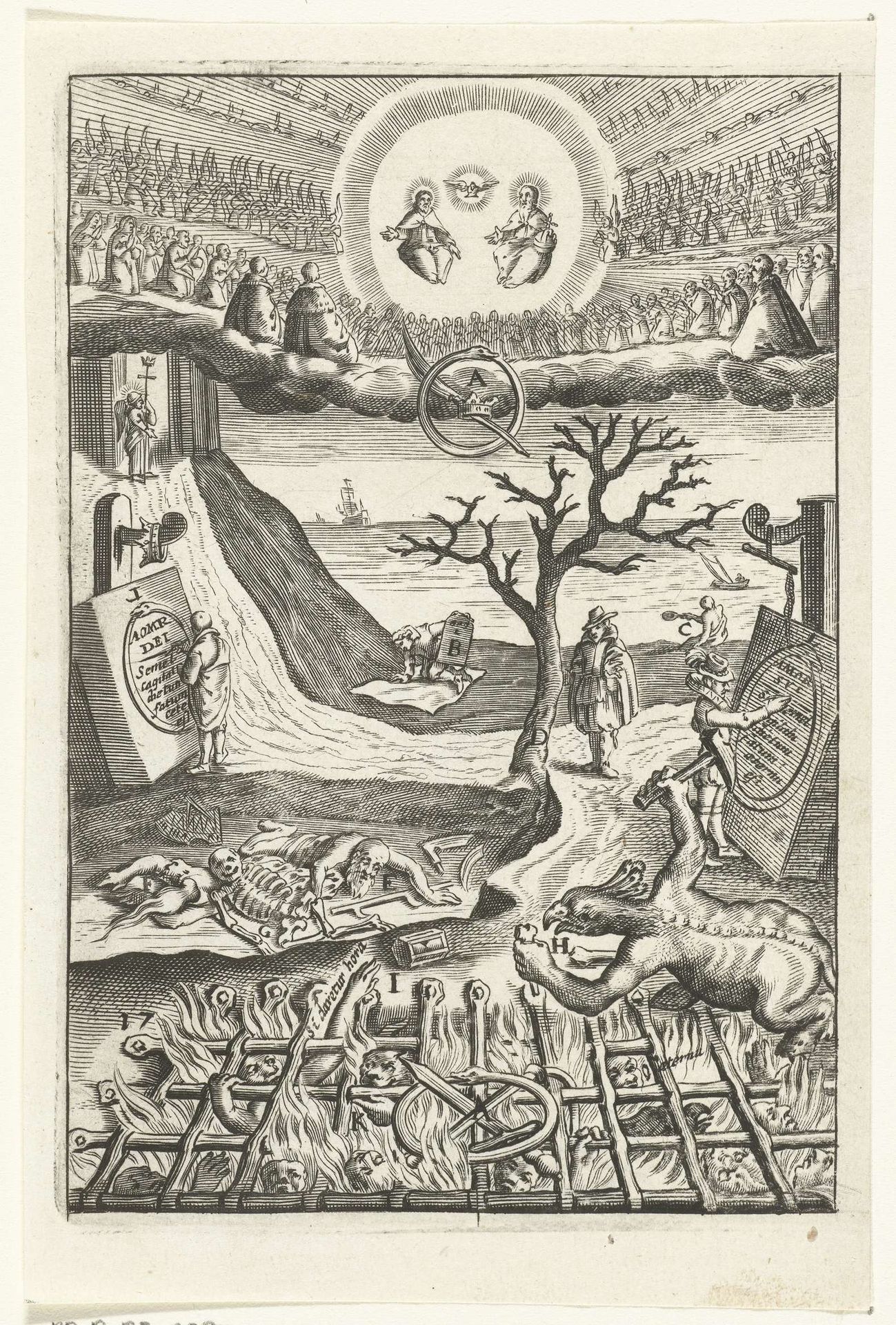 Embleem met man die twijfelt over de keuze tussen leven in deugd of leven in zonde by Anonymous