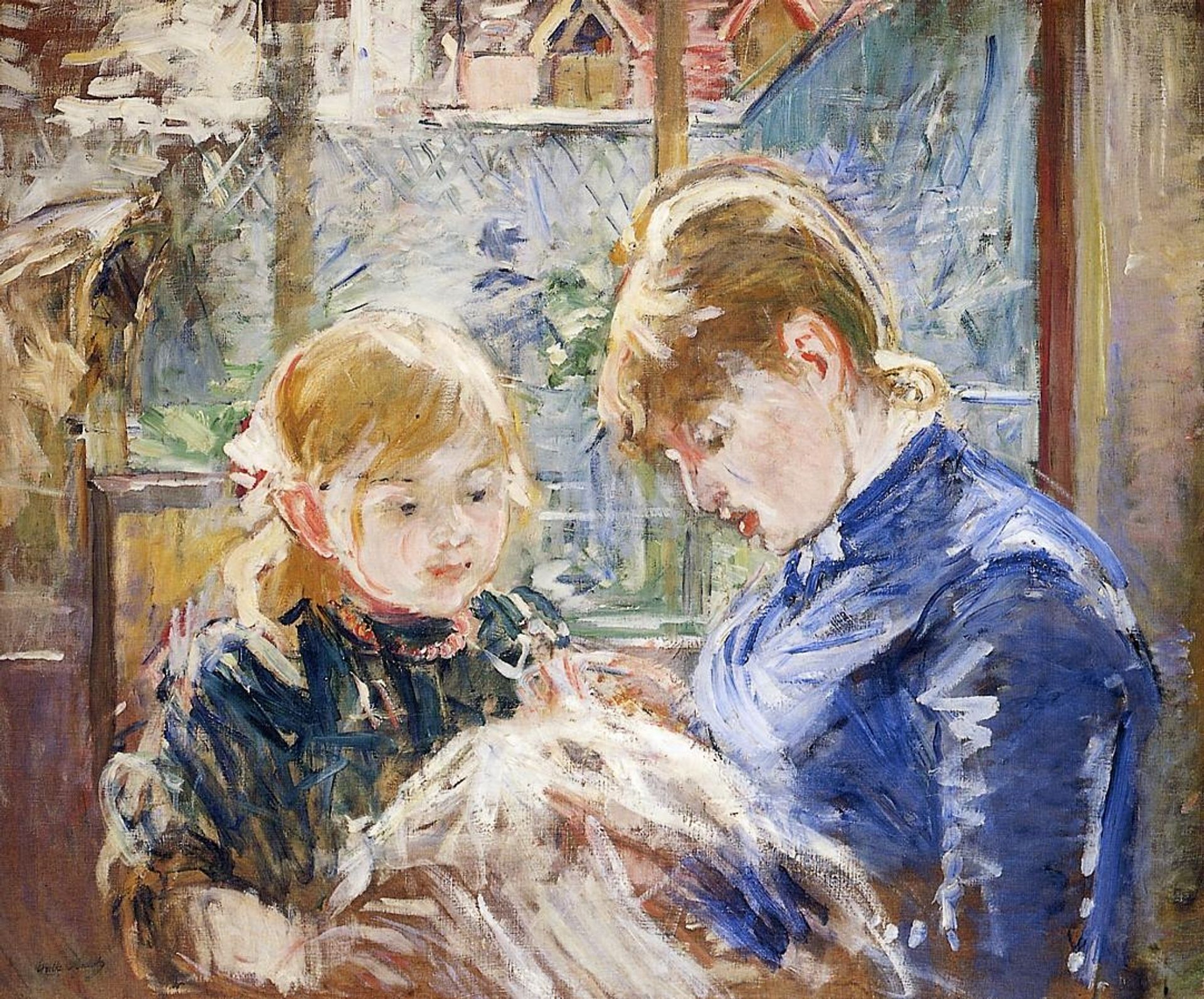 The Sewing Lesson (aka The Artist's Daughter, Julie, with Her Nanny) by Berthe Morisot