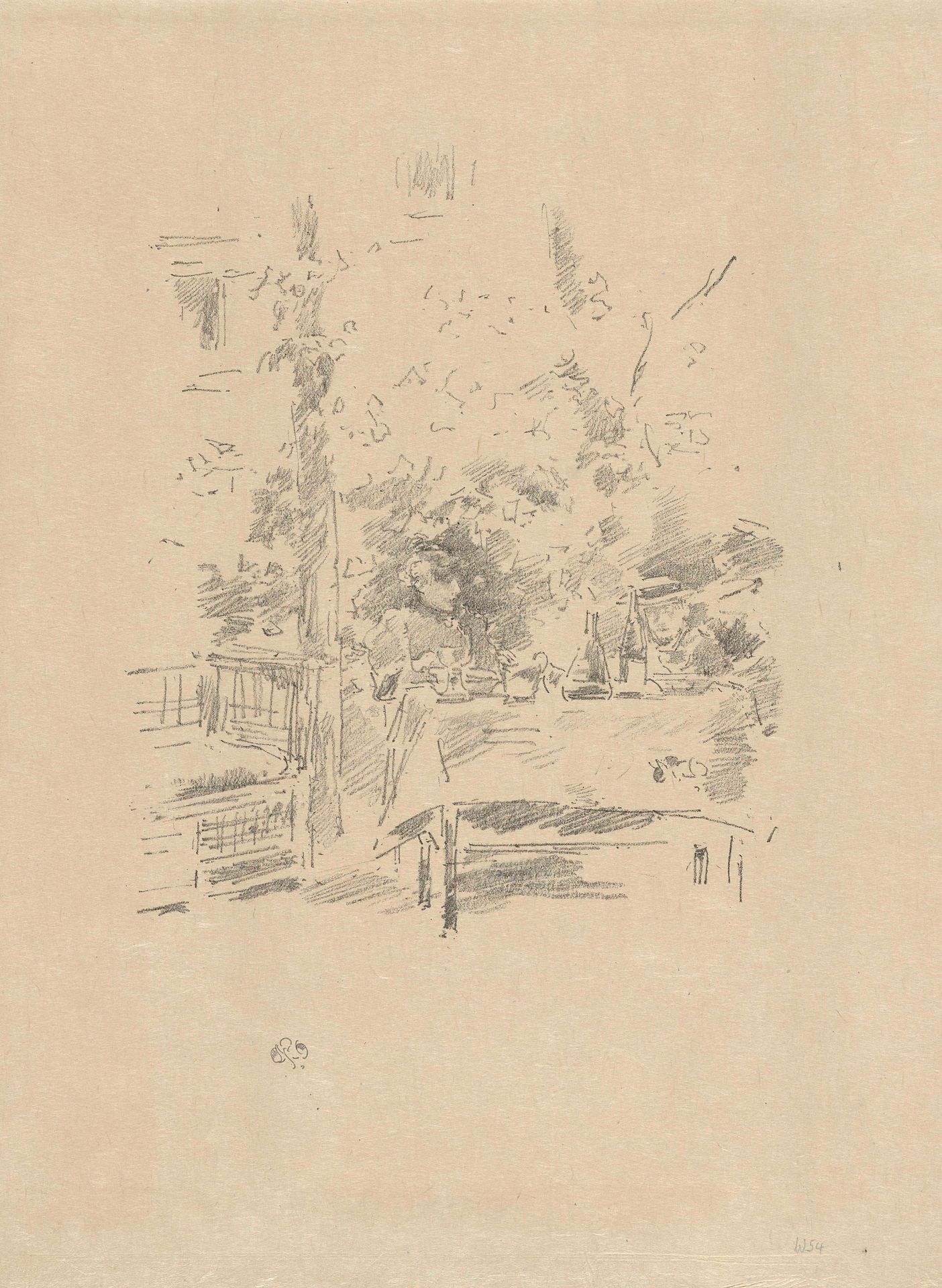 Tête-a-tête in the garden by James Abbott McNeill Whistler