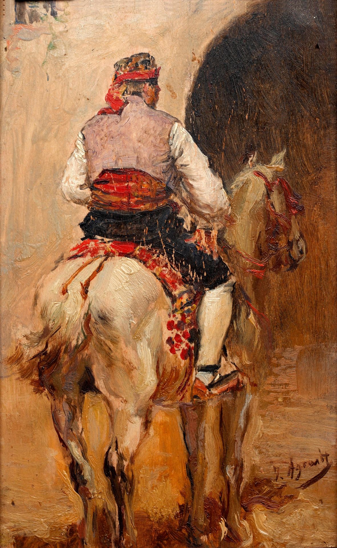 A Picador on a grey horse by Joaquín Agrasot