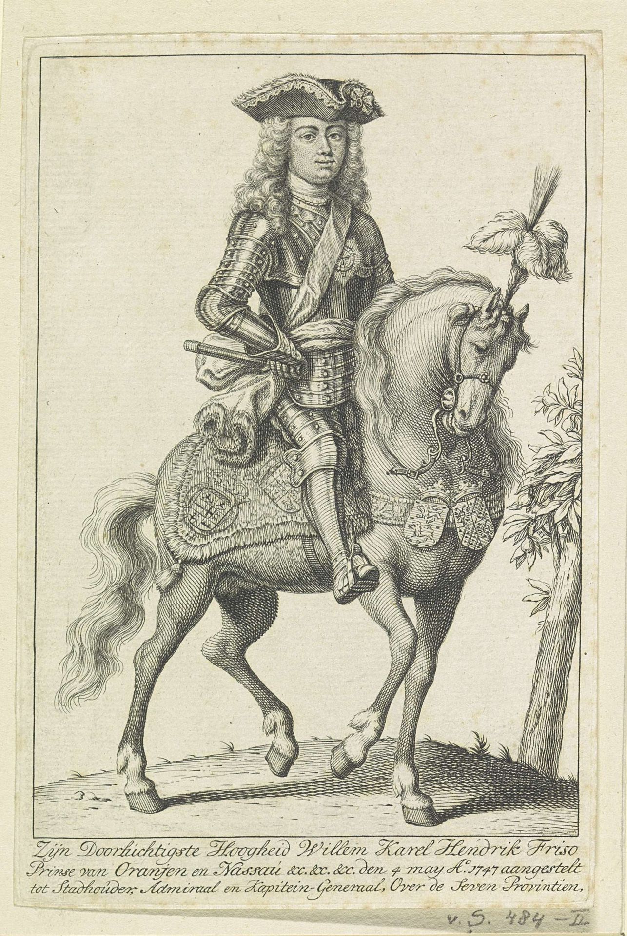 Ruiterportret van Willem IV, prins van Oranje-Nassau by Jacob Folkema