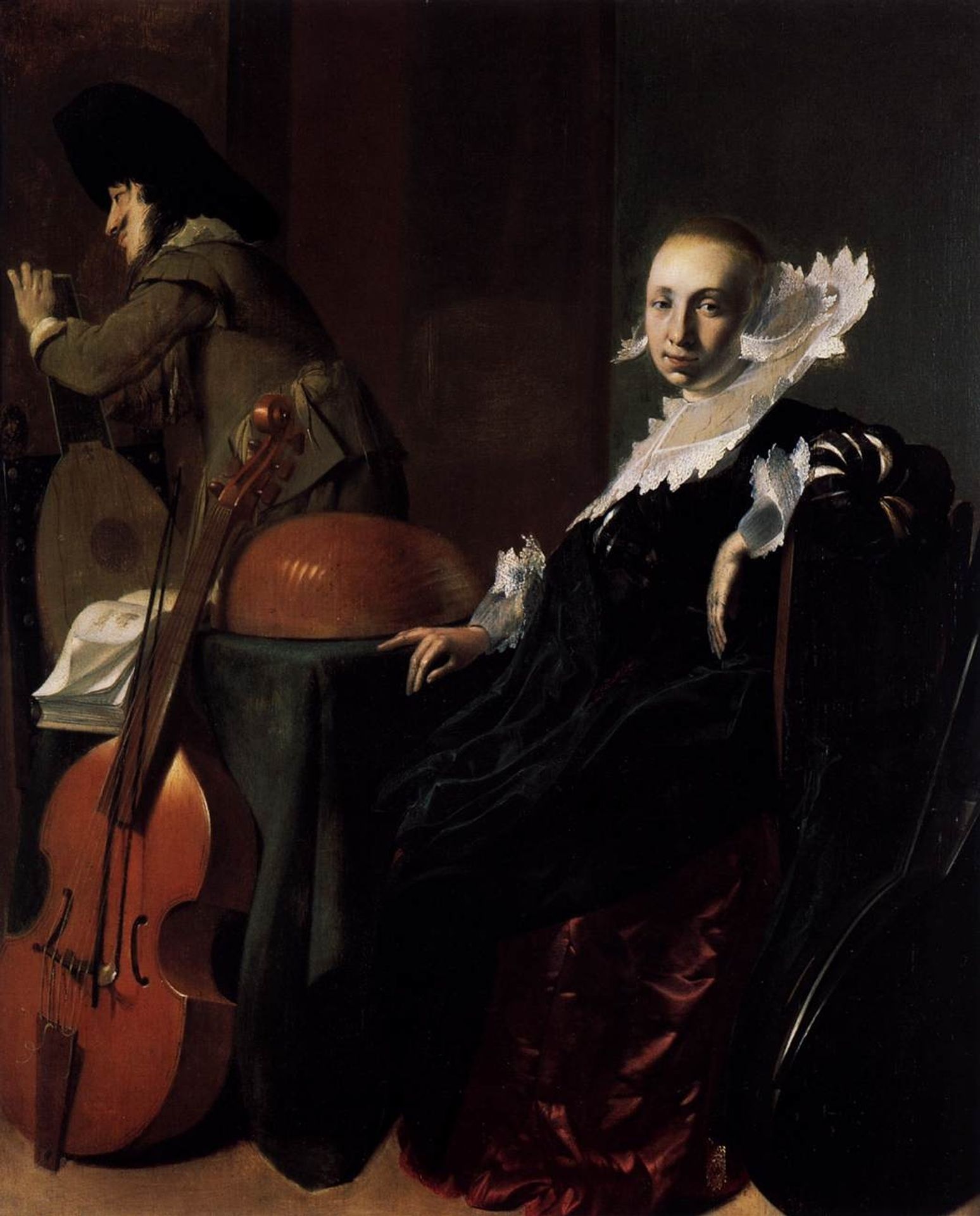 A Gentleman and a Lady with Musical Instruments by Willem Cornelisz Duyster