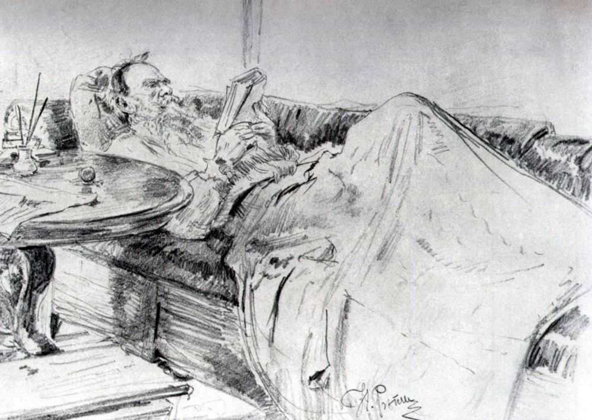 Leo Tolstoy reading by Ilya Repin