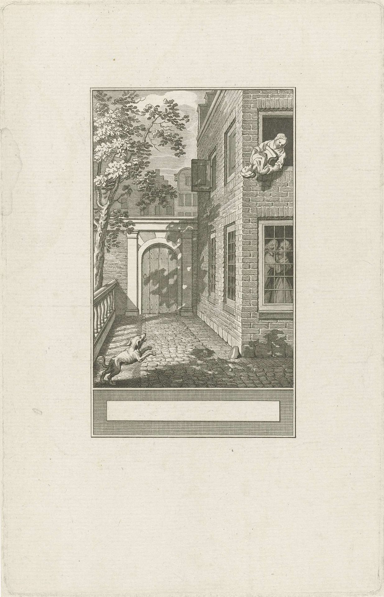 Dienstmeid gooit een portretbuste uit het raam by Noach van der (II) Meer