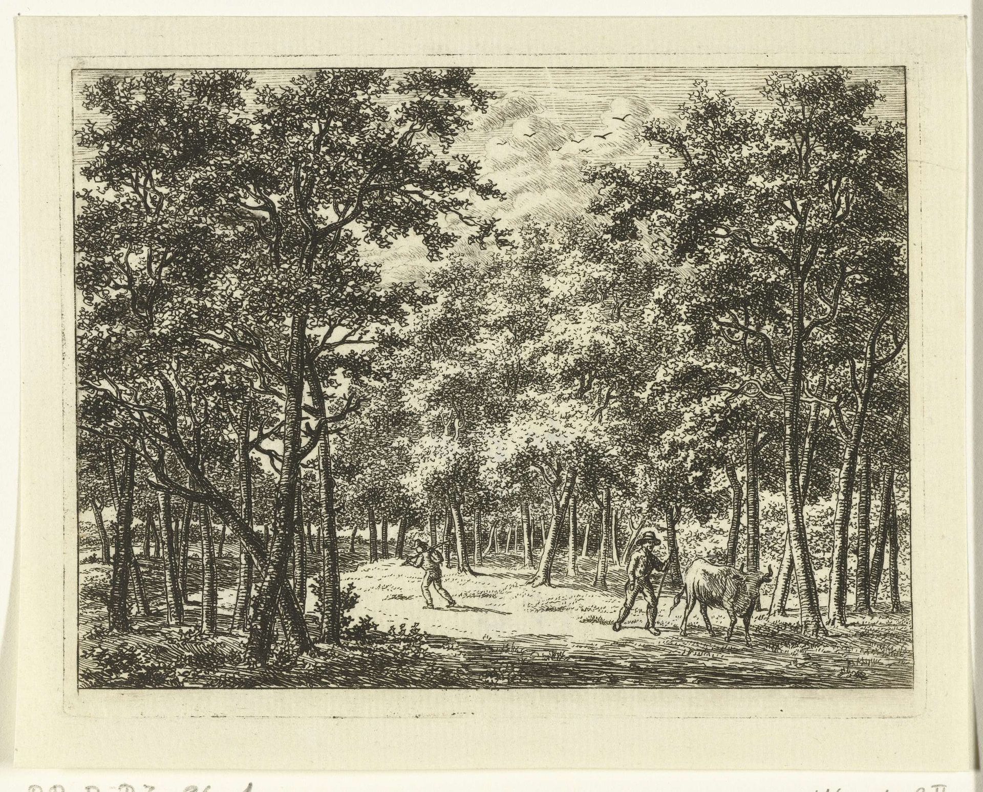 Herder met koe in het bos by Ernst Willem Jan Bagelaar