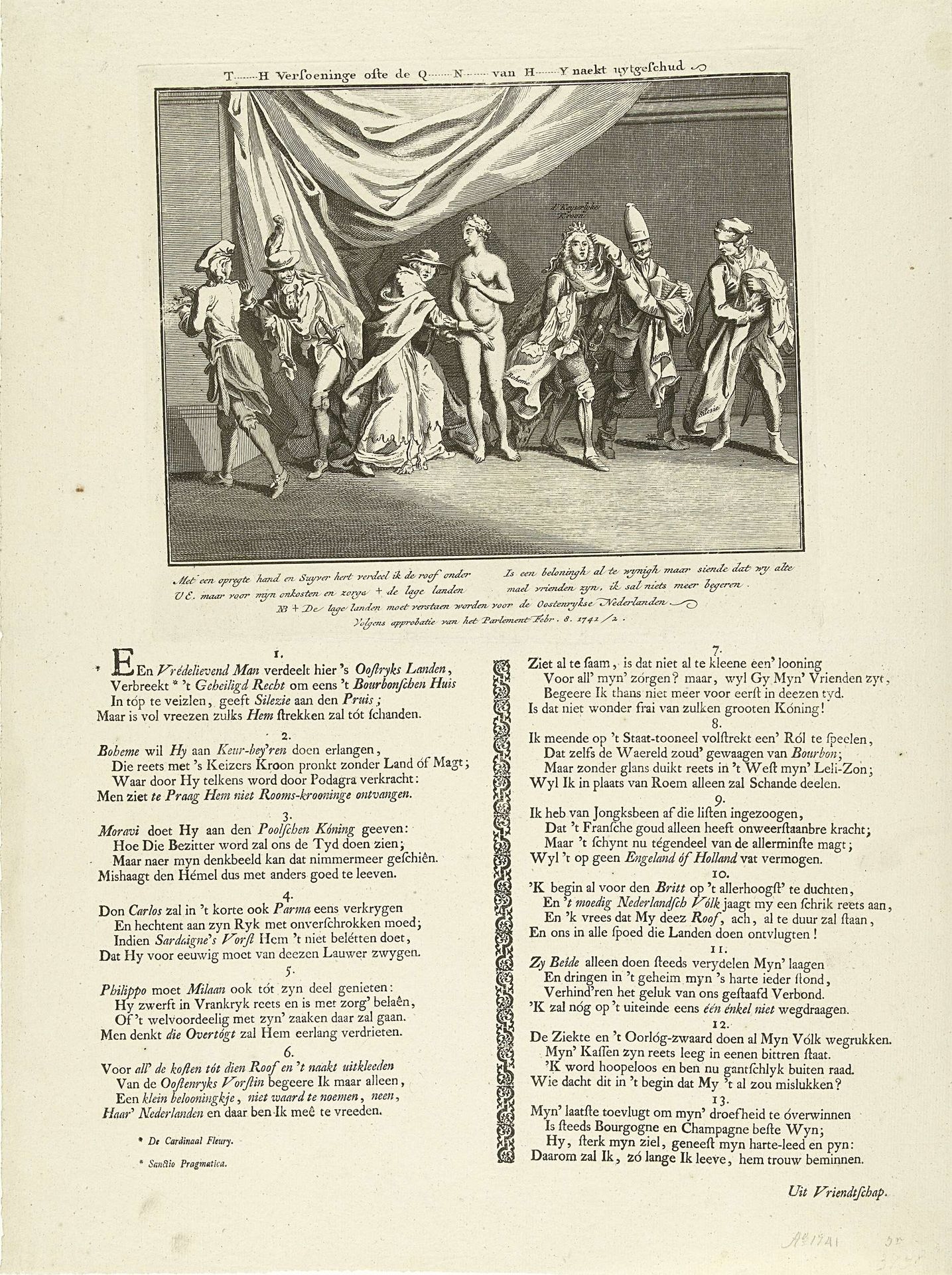 Spotprent op de verdeling van de Oostenrijkse landen door kardinaal Fleury, 1742 by Anonymous