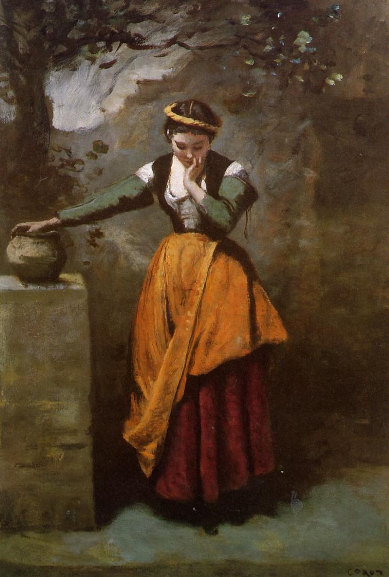 Dreamer at the Fountain by Camille Corot