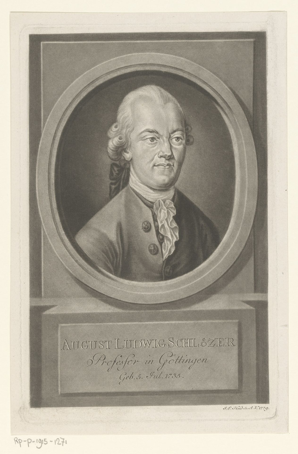 Portret van August Ludwig von Schlözer by Johann Elias Haid