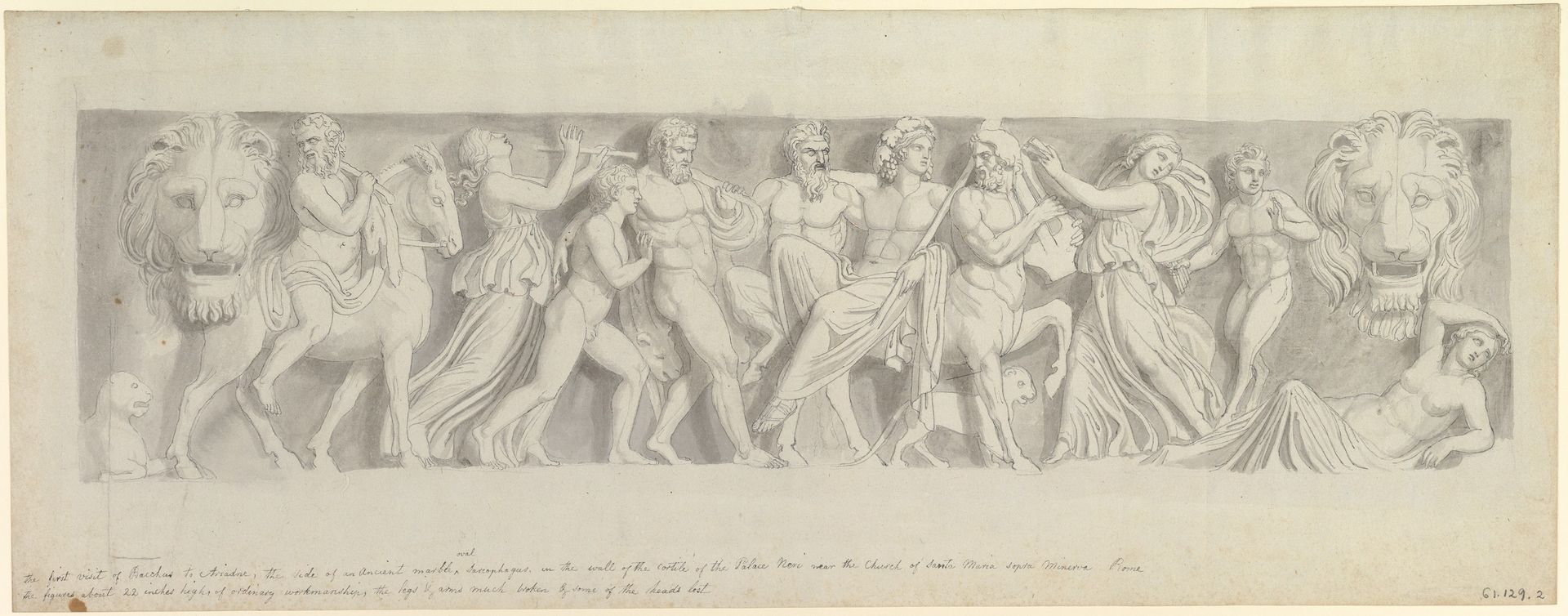 Design for a Frieze, after a Roman Sarcophagus: The First Visit of Bacchus to Ariadne by John Flaxman