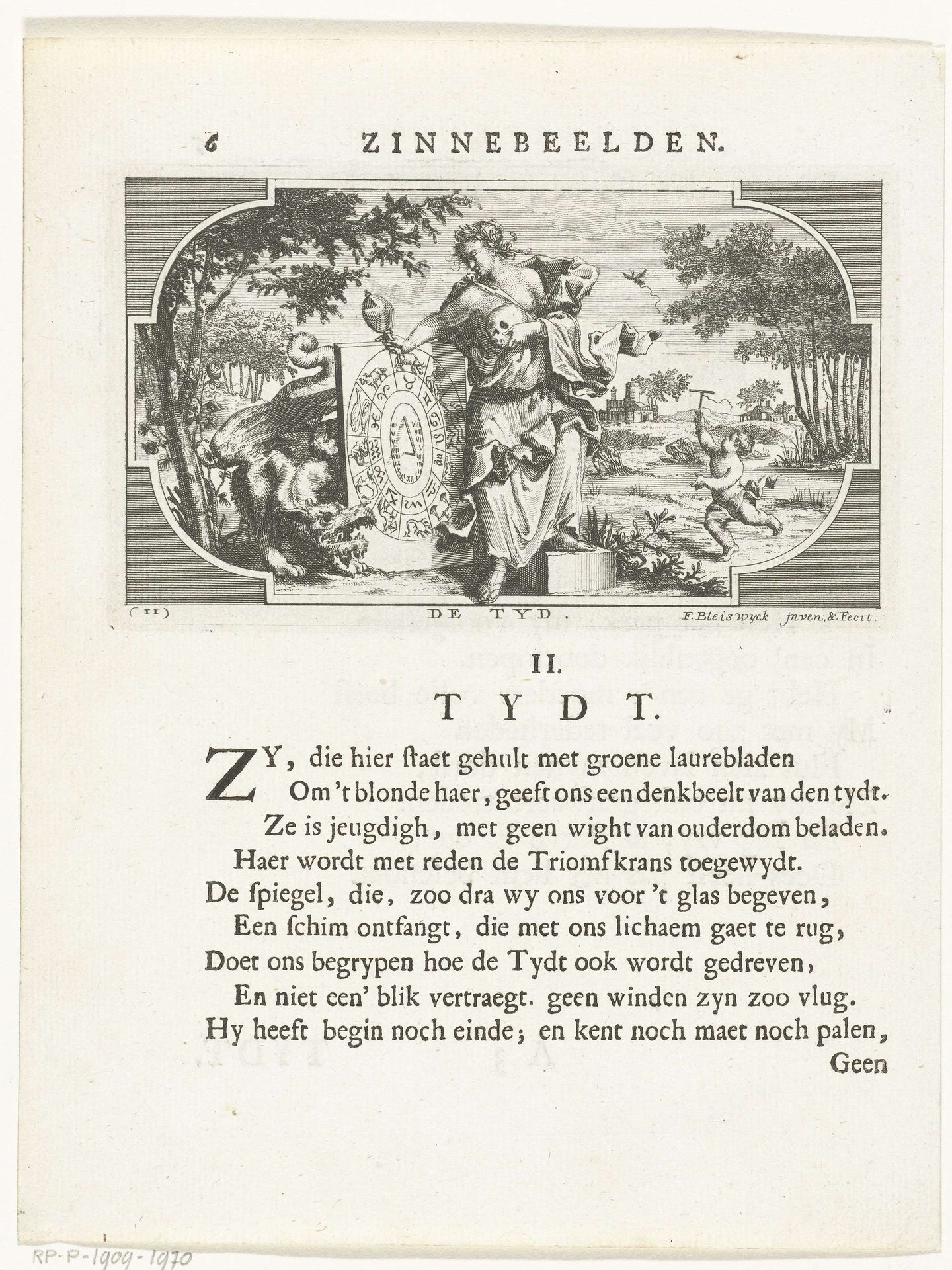 Embleem met allegorie op tijd by François van Bleyswijck