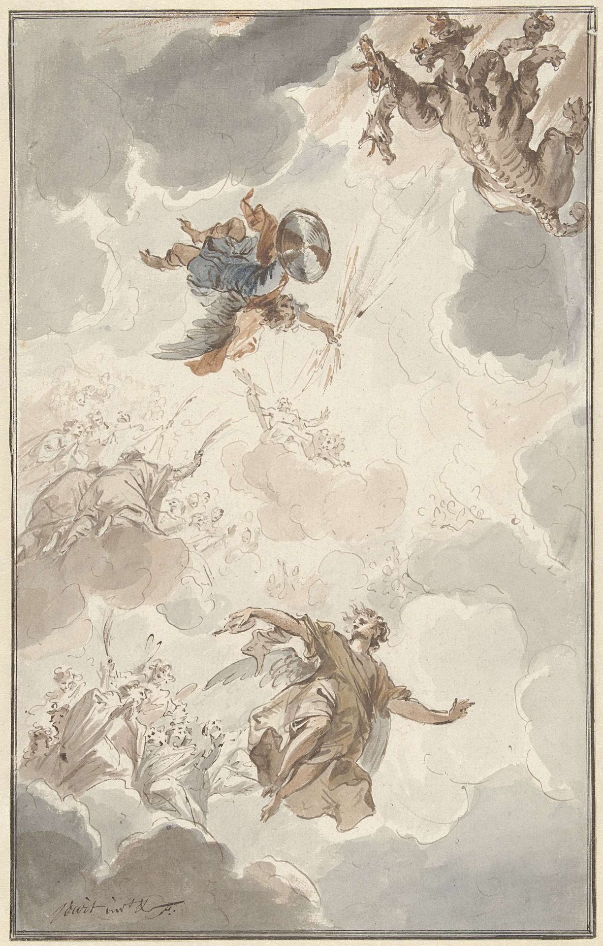 Aartsengel Michaël verslaat de draak by Jacob de Wit