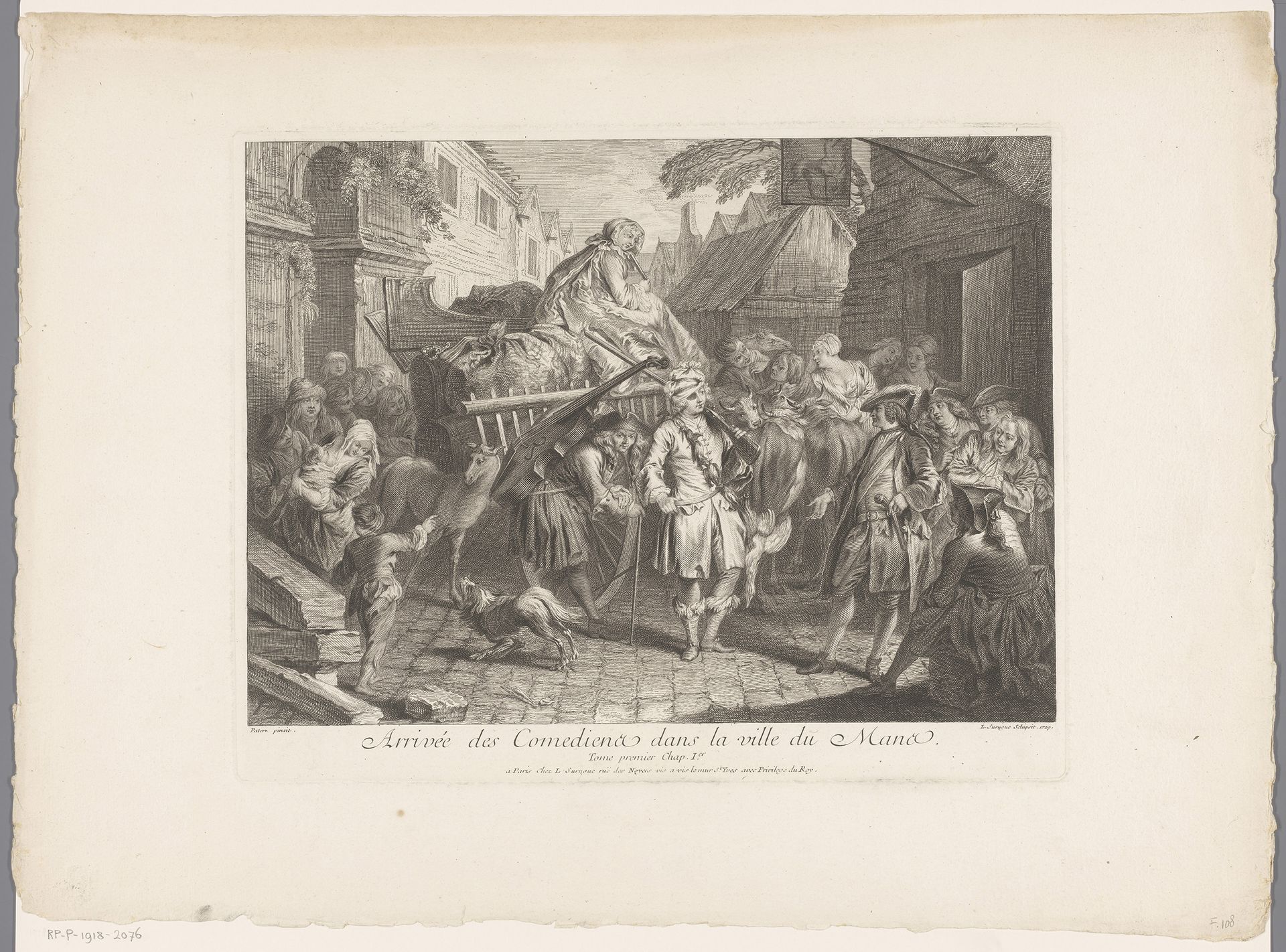 Aankomst van toneelgezelschap in Mans by Louis Surugue