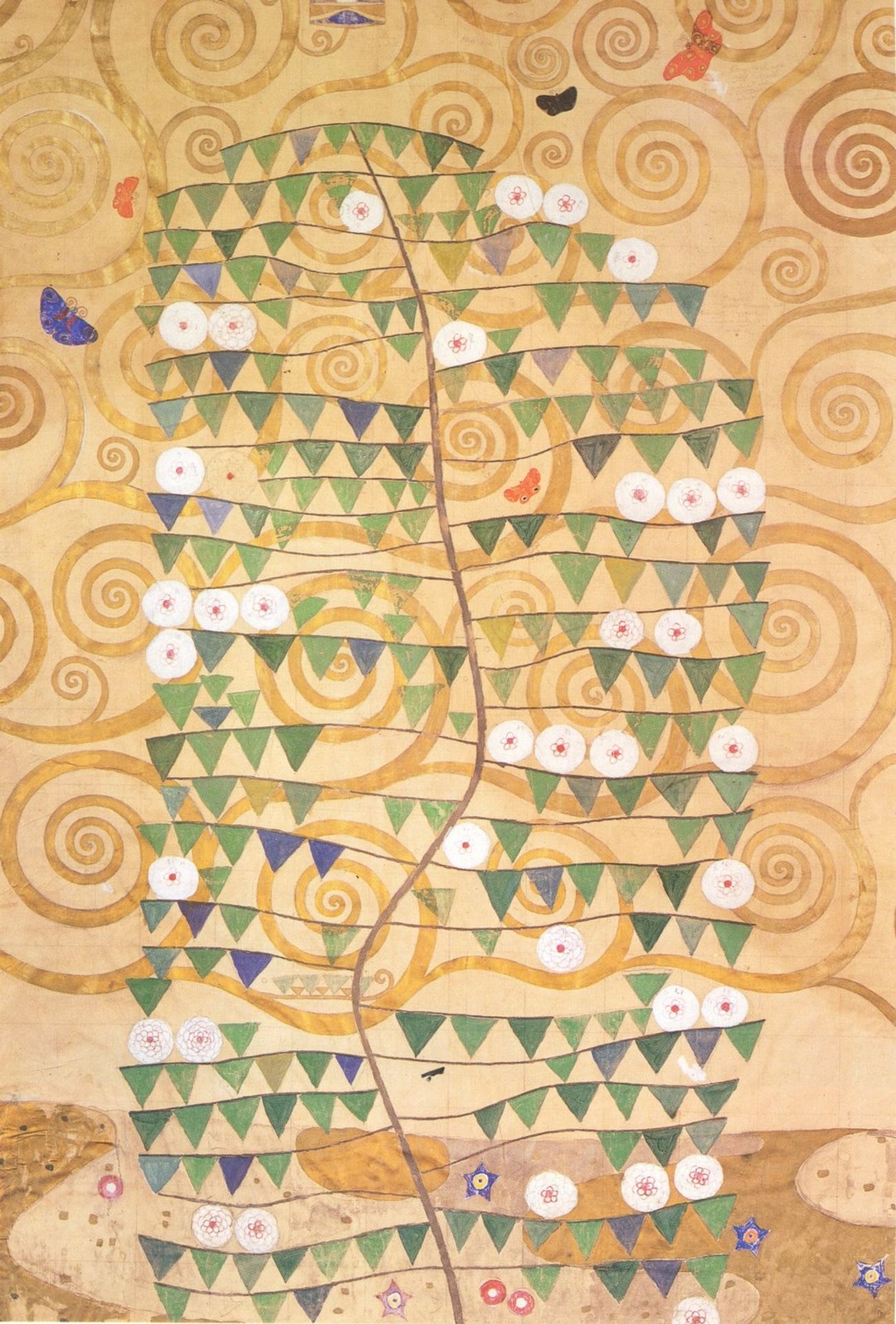 Cartoon for the frieze of the Villa Stoclet in Brussels: right part of the tree of life by Gustav Klimt